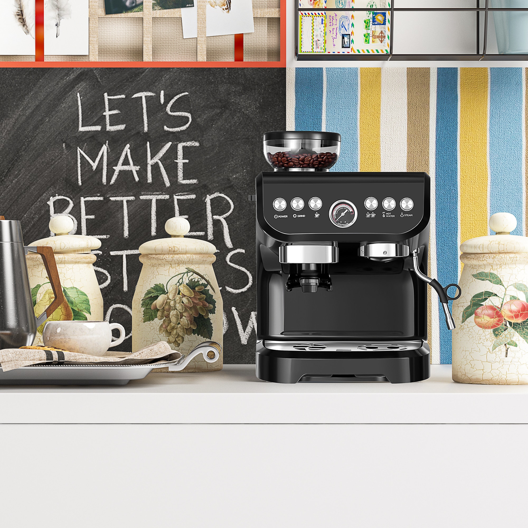 Cafetera de goteo comercial/residencial de 10 tazas Jeremy Cass con apagado automático (Negro)