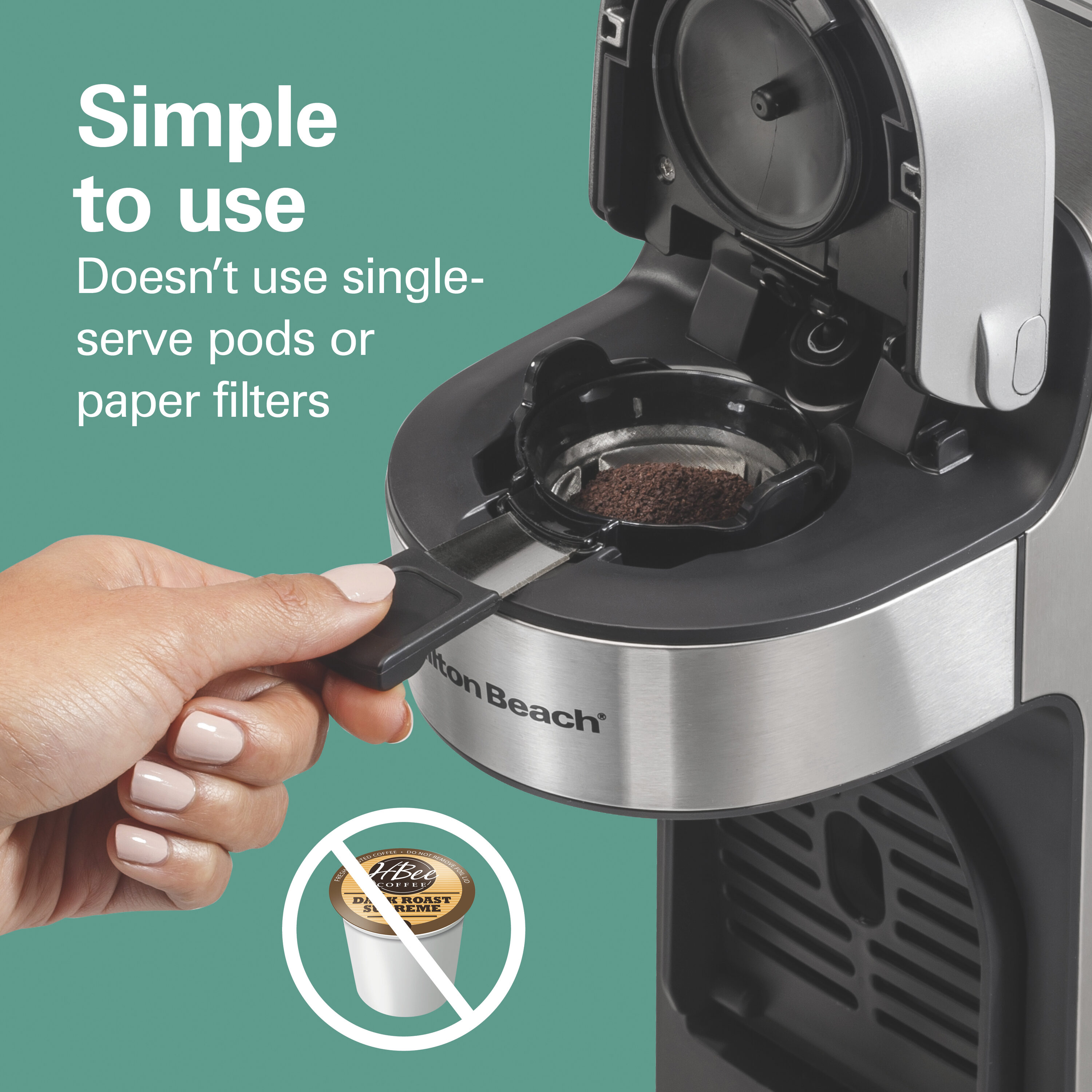 Cafetera individual con depósito de agua de 8 tazas - Negra