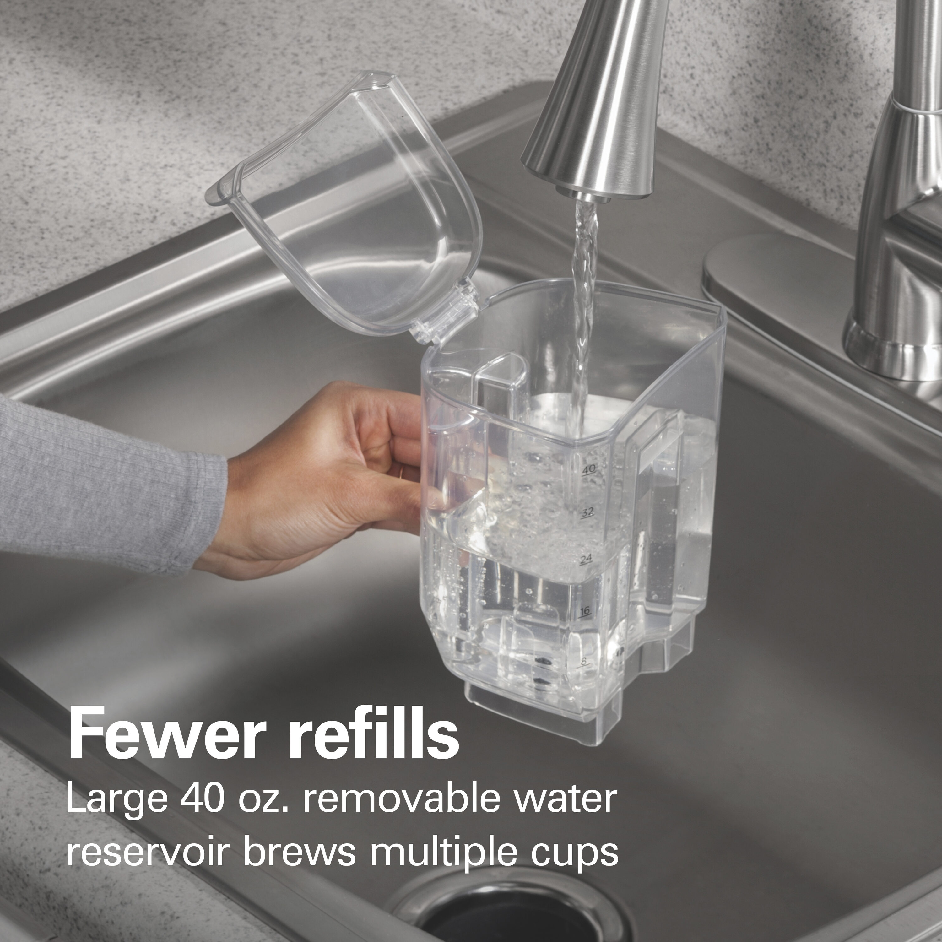 Cafetera individual con depósito de agua de 8 tazas - Negra