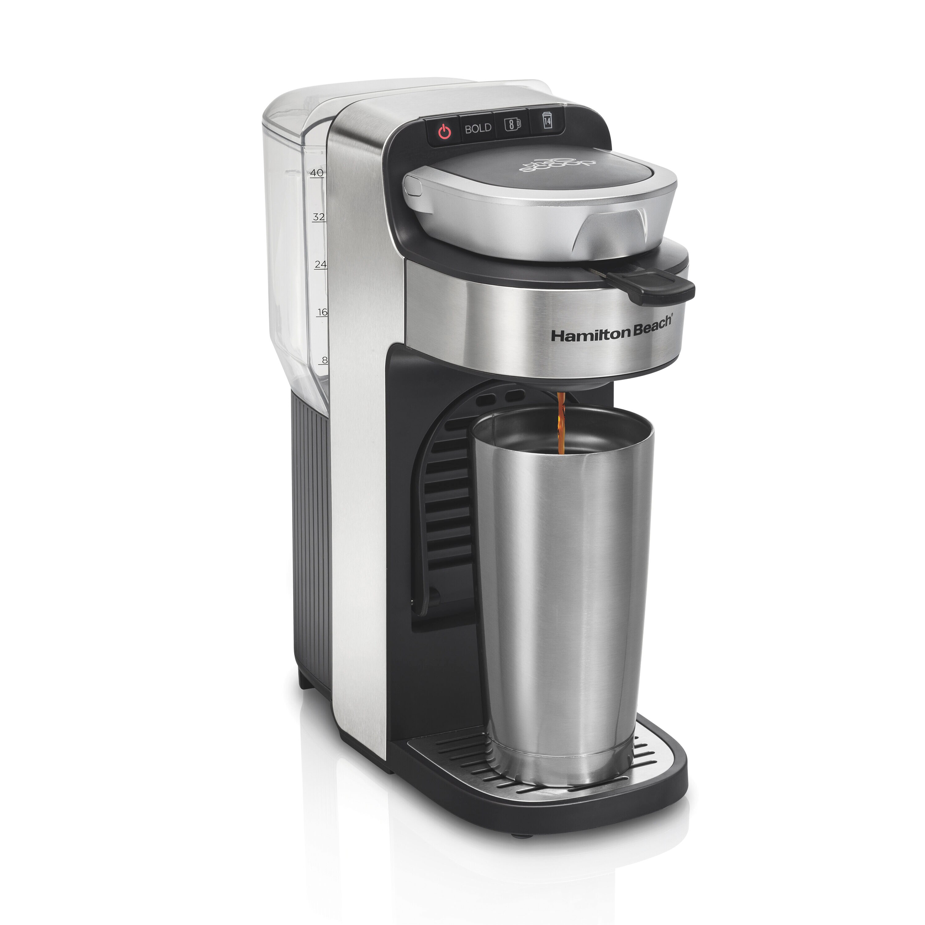 Cafetera individual con depósito de agua de 8 tazas - Negra
