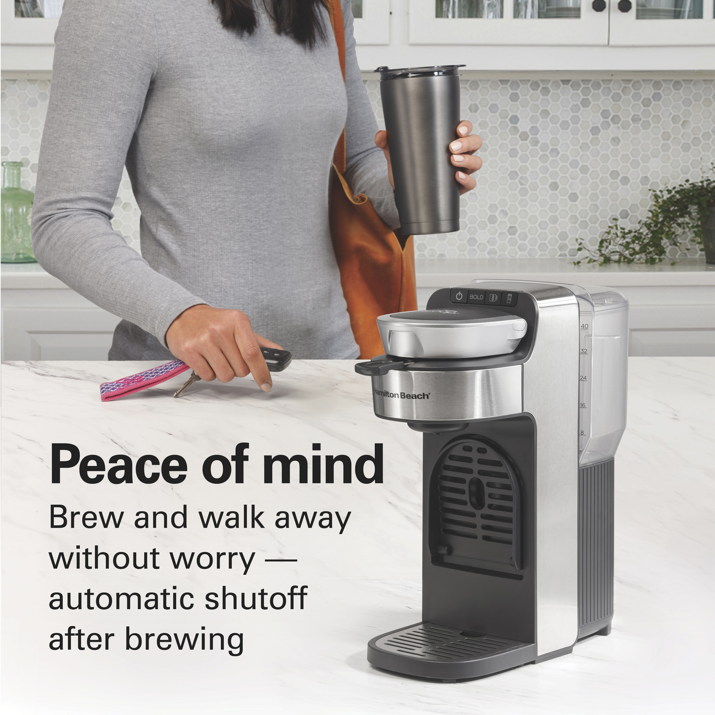 Cafetera individual con depósito de agua de 8 tazas - Negra
