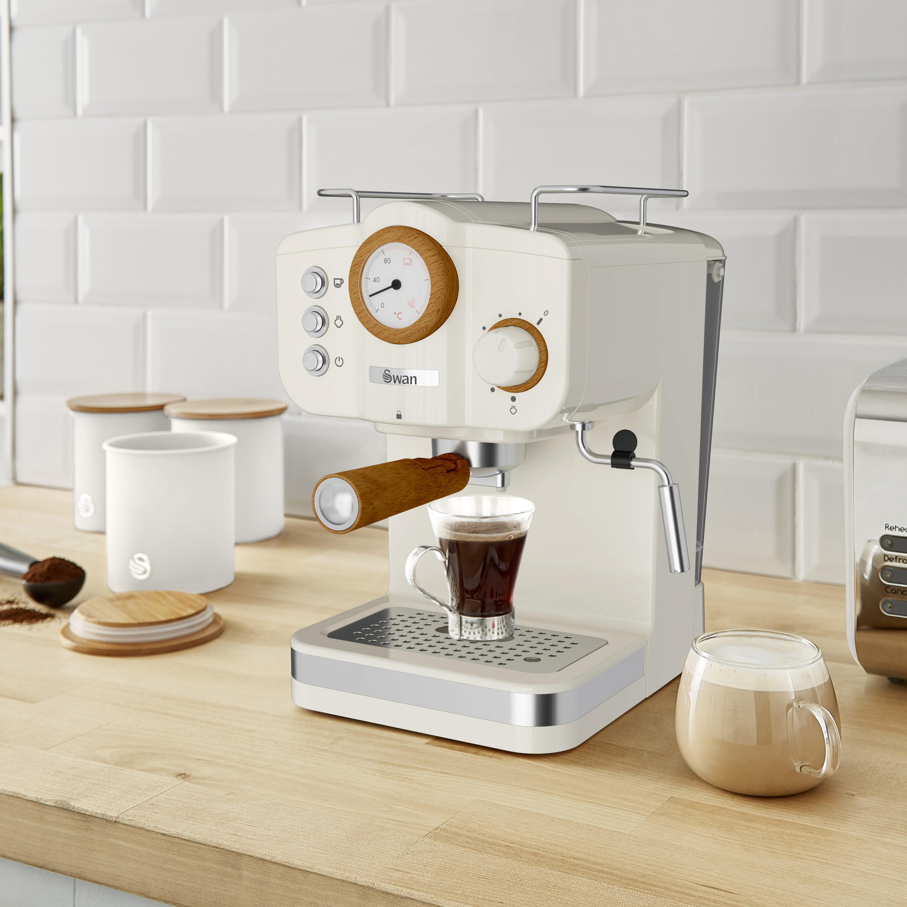 Manual de acero inoxidable SWAN con bandeja de goteo (blanco) SK22111WHTN
