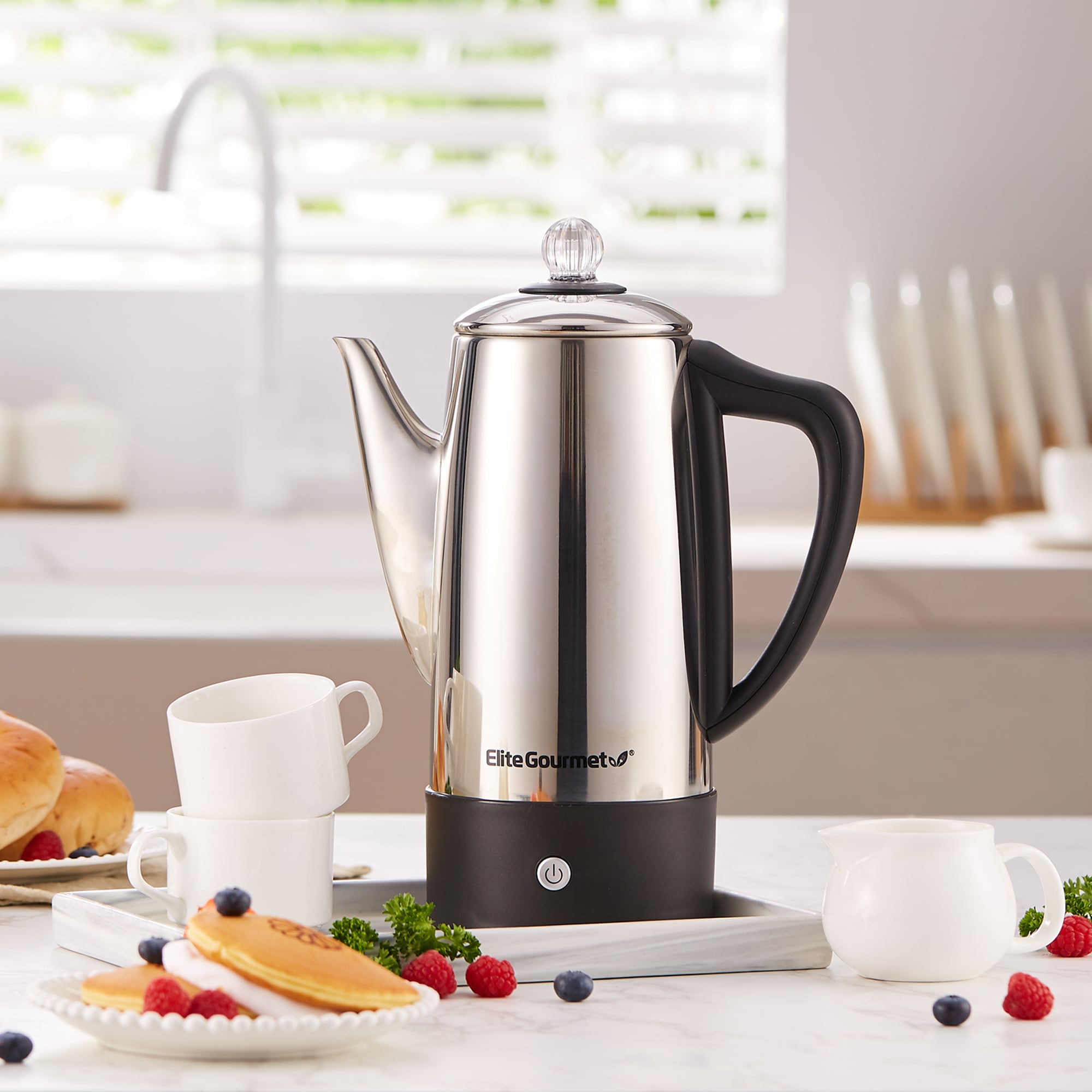 Percoladora Elite de 12 tazas para uso comercial/residencial con apagado automático (Acero inoxidable) EC812
