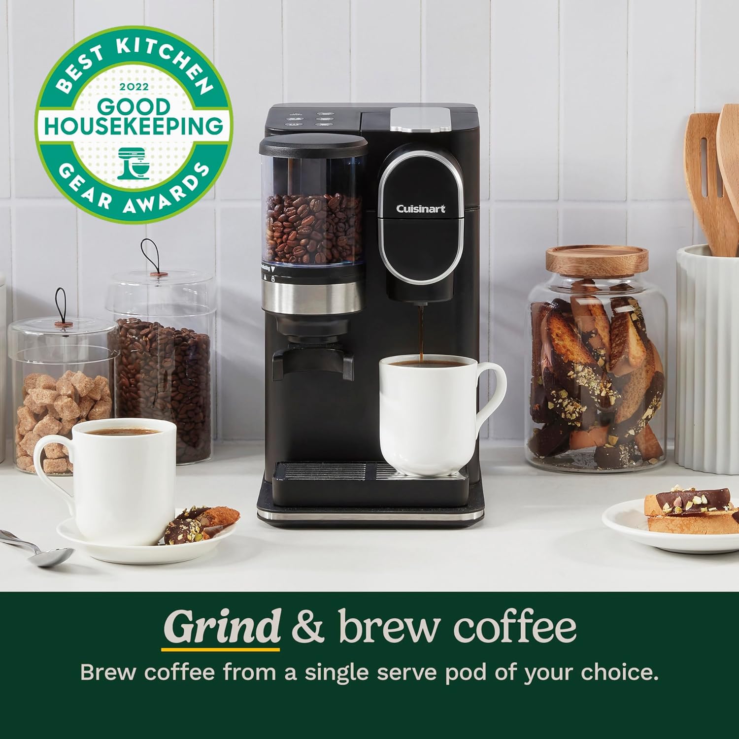 Cafetera de una taza Cuisinart con depósito de agua de 6 tazas (negra) DGB-2