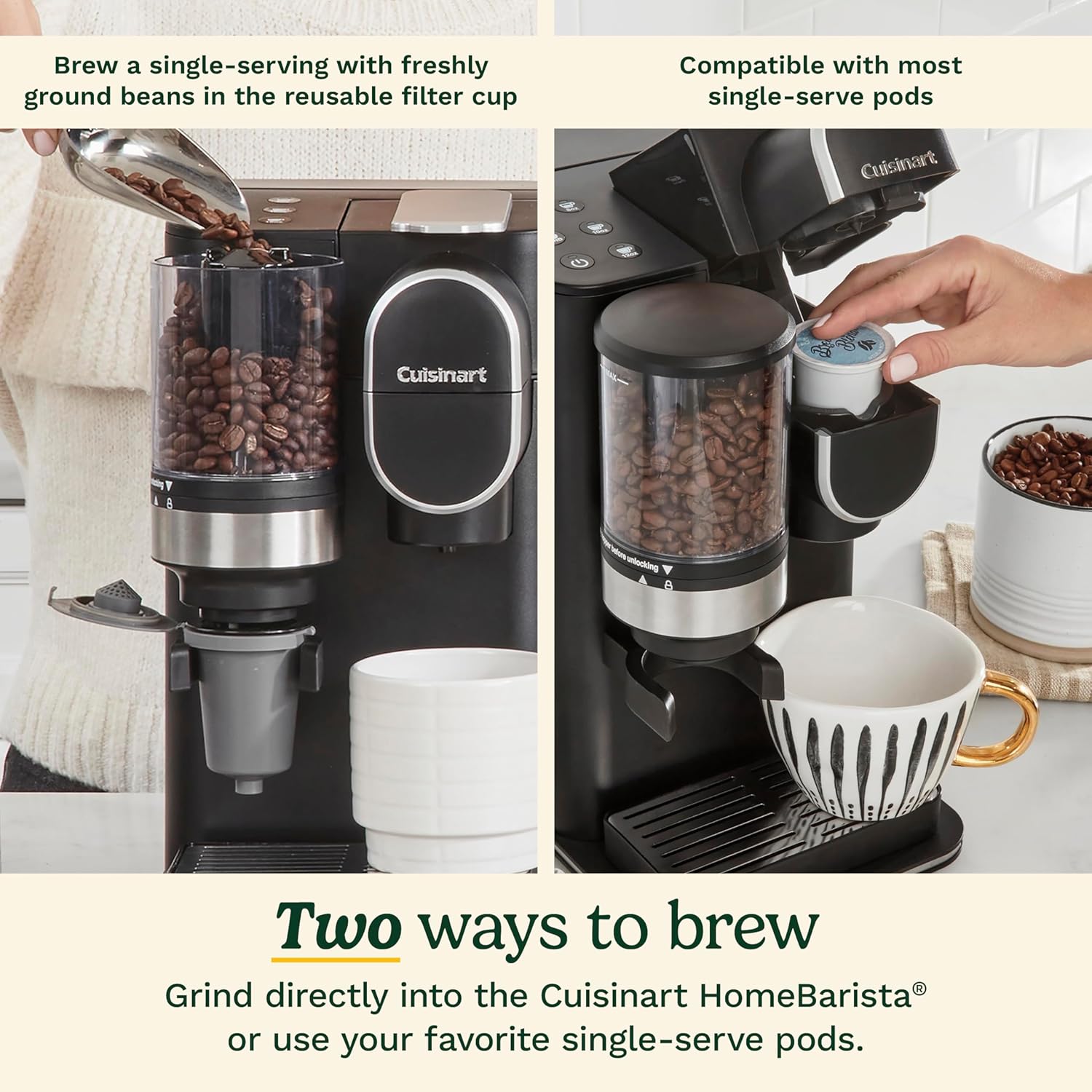 Cafetera de una taza Cuisinart con depósito de agua de 6 tazas (negra) DGB-2
