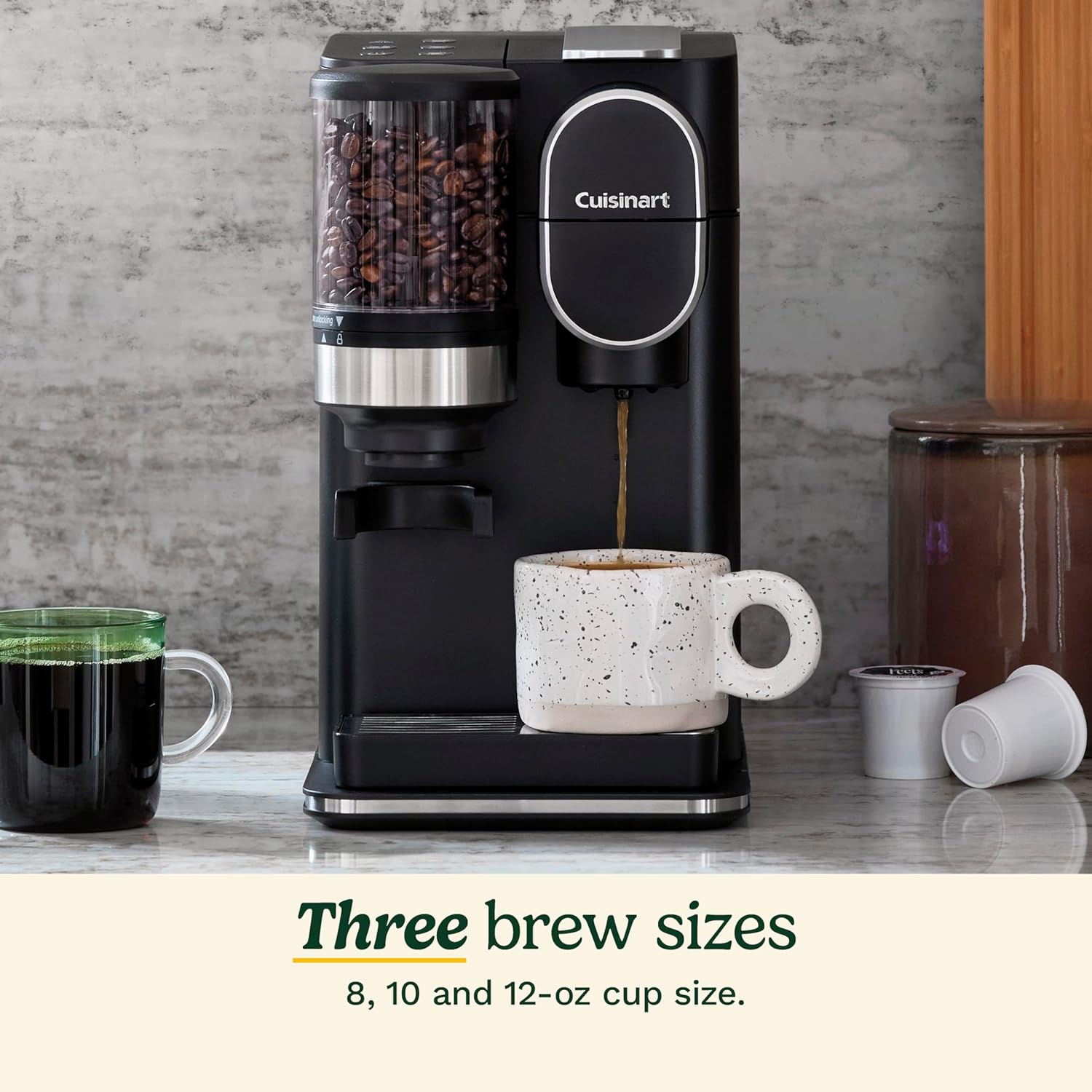 Cafetera de una taza Cuisinart con depósito de agua de 6 tazas (negra) DGB-2