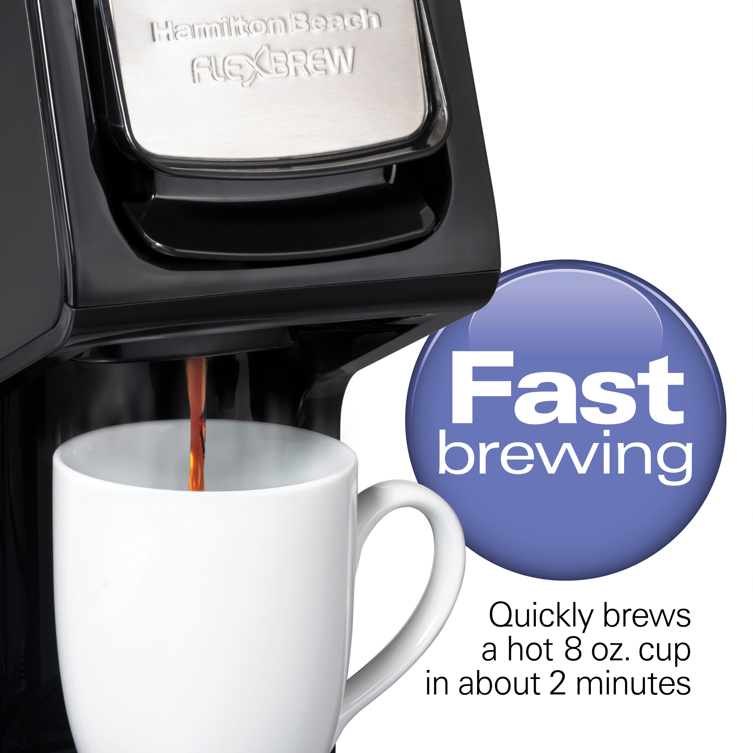 Cafetera Hamilton Beach FlexBrew de Servicio Individual con Reservorio de Agua de 3 Tazas (Negra) 49918G
