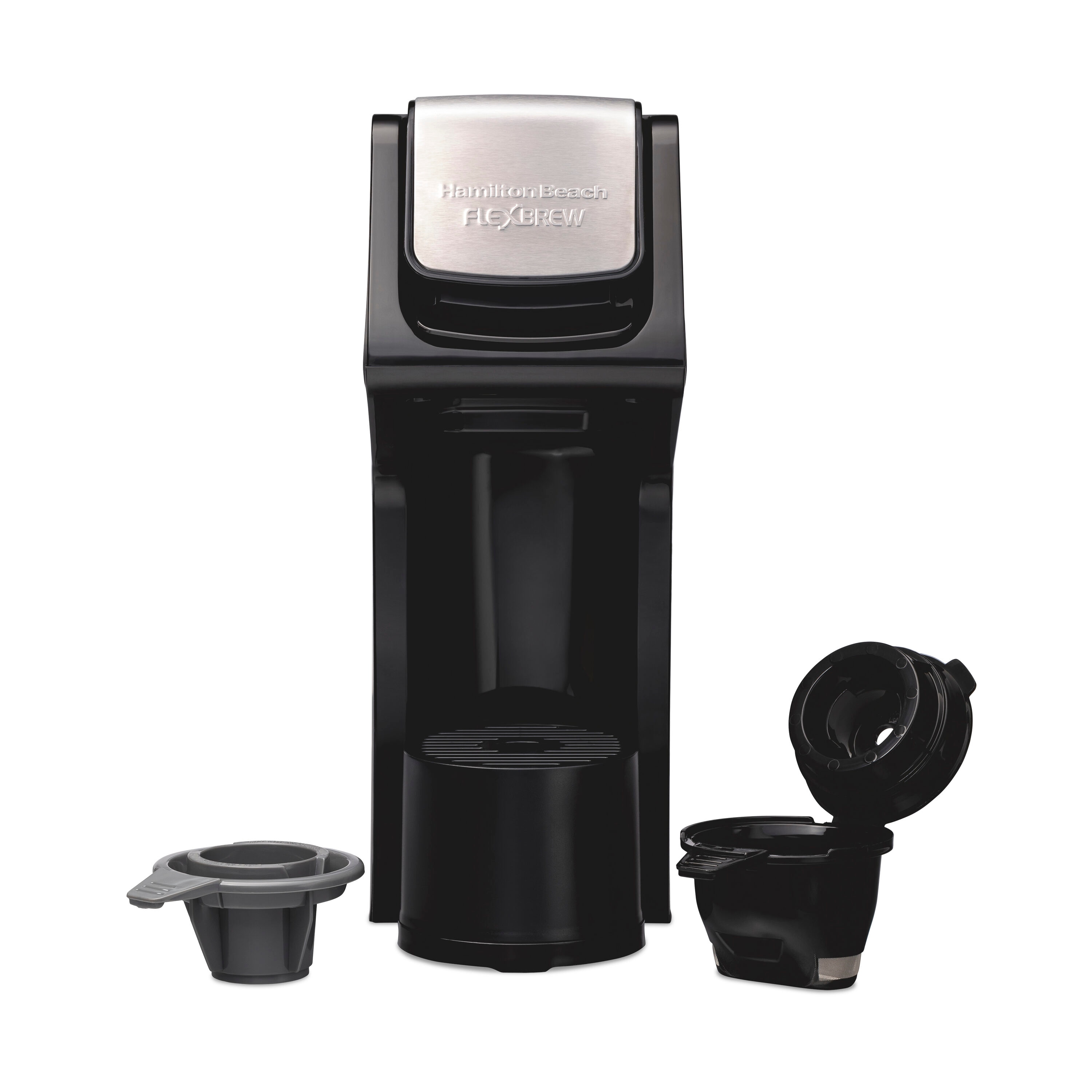 Cafetera Hamilton Beach FlexBrew de Servicio Individual con Reservorio de Agua de 3 Tazas (Negra) 49918G