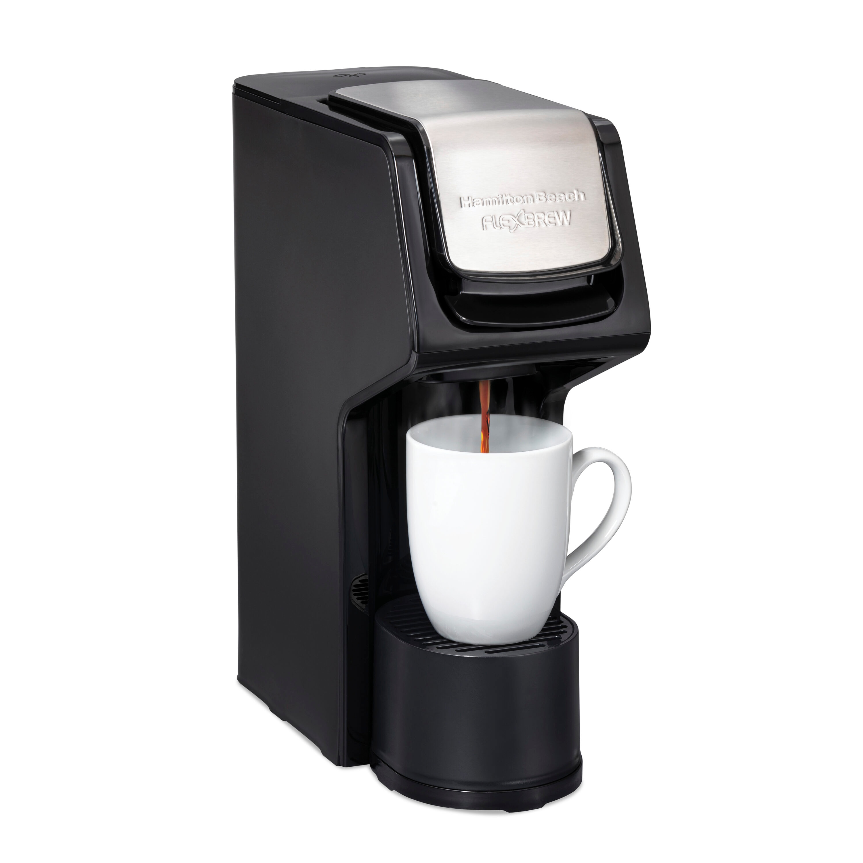 Cafetera Hamilton Beach FlexBrew de Servicio Individual con Reservorio de Agua de 3 Tazas (Negra) 49918G