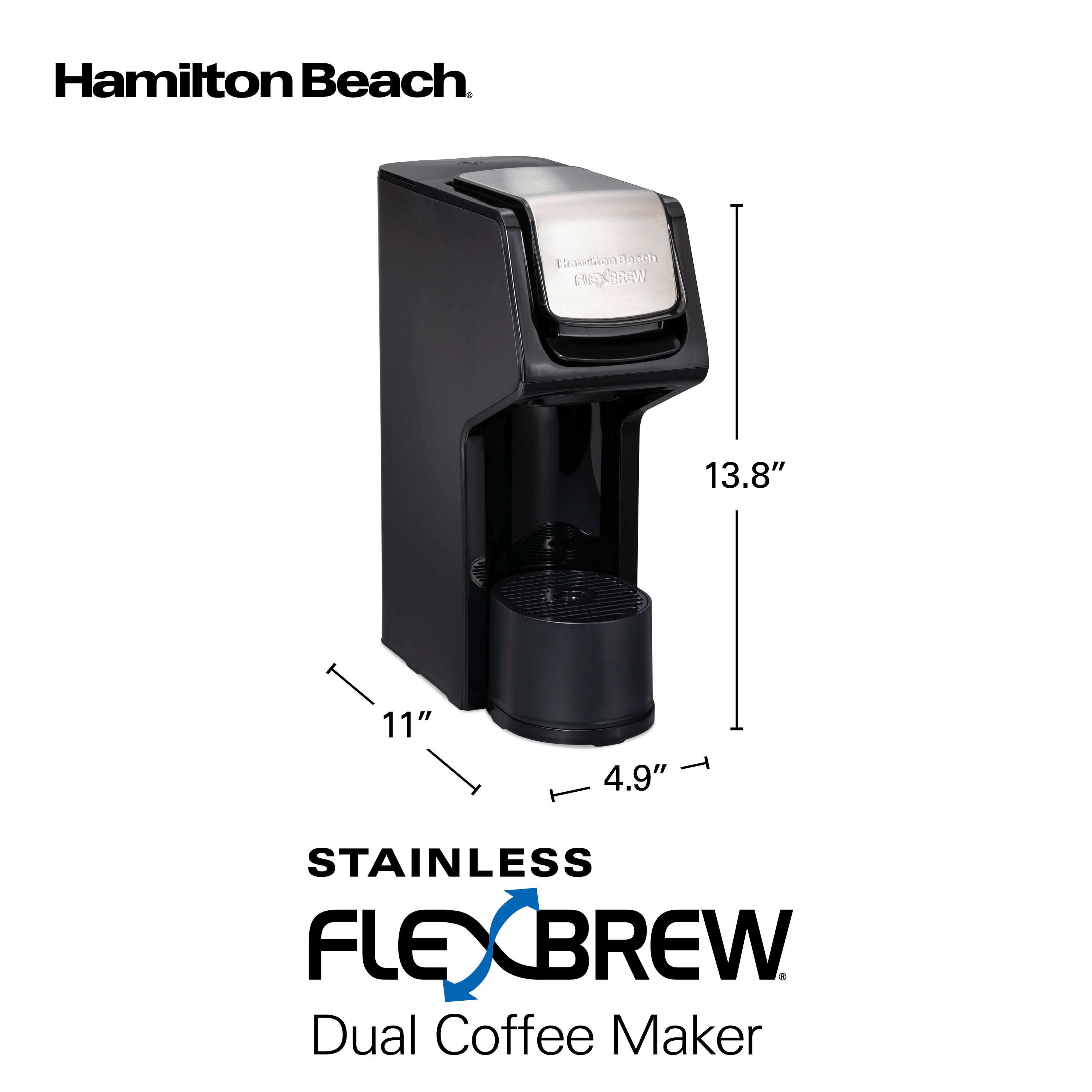 Cafetera Hamilton Beach FlexBrew de Servicio Individual con Reservorio de Agua de 3 Tazas (Negra) 49918G