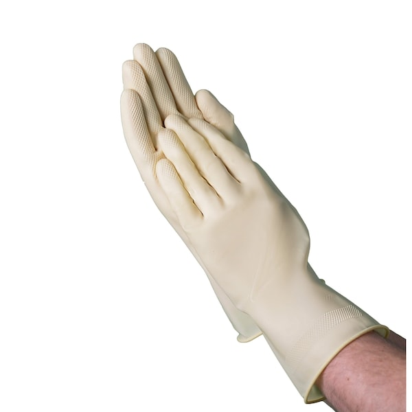 Guantes de Caucho Natural Vguard para Manipulación de Químicos, sin forro, con puño enrollado de 13", paquete con 288 pares - C23A49