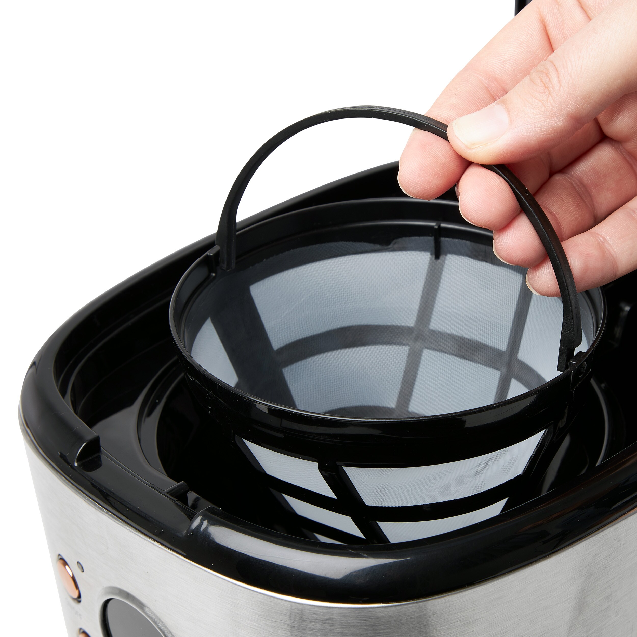 Cafetera de goteo programable para el hogar de 12 tazas marca Haden con apagado automático (acero inoxidable / cobre) 75106