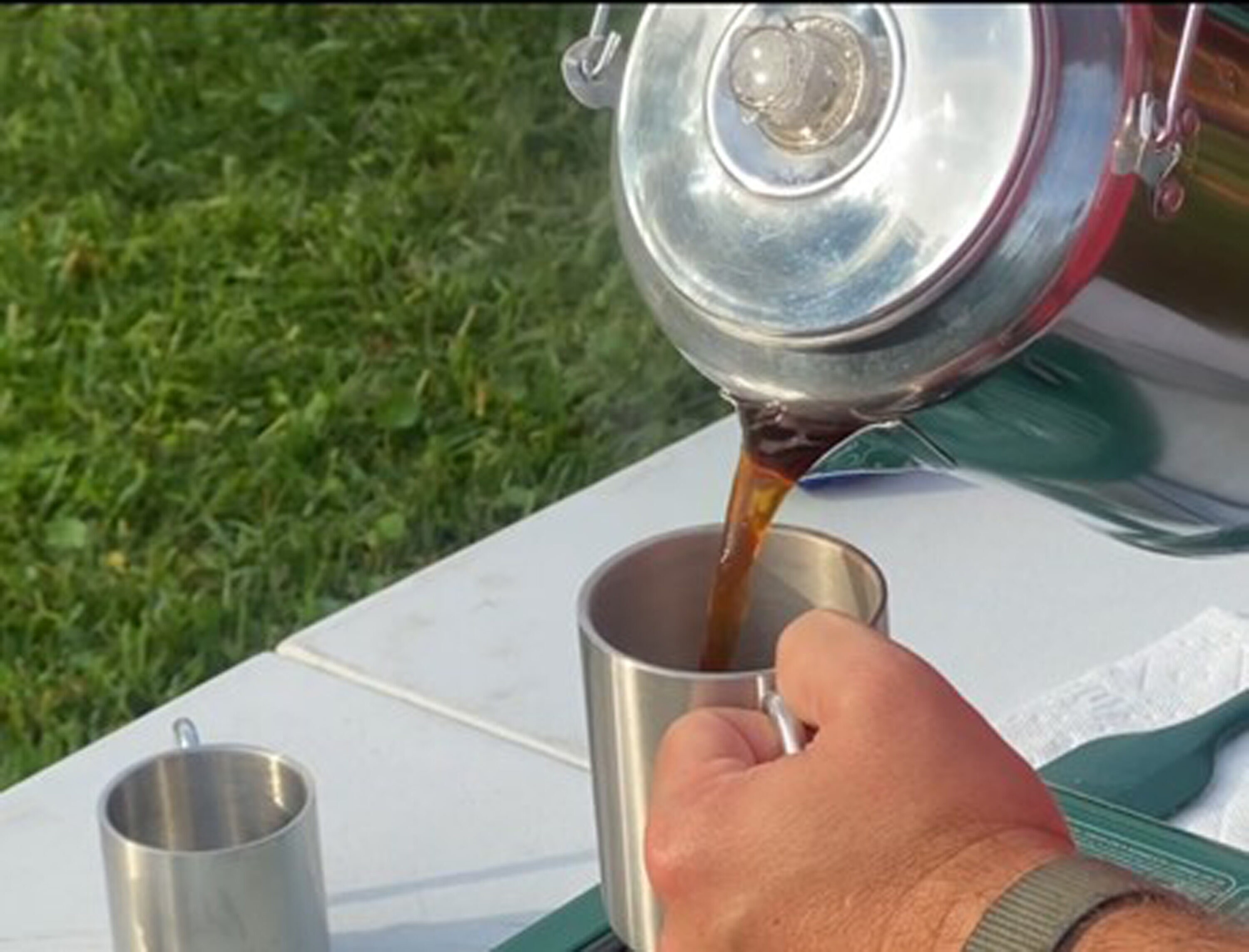 Percolador Residencial de 20 Tazas para Parrillada al Aire Libre (Plata)
