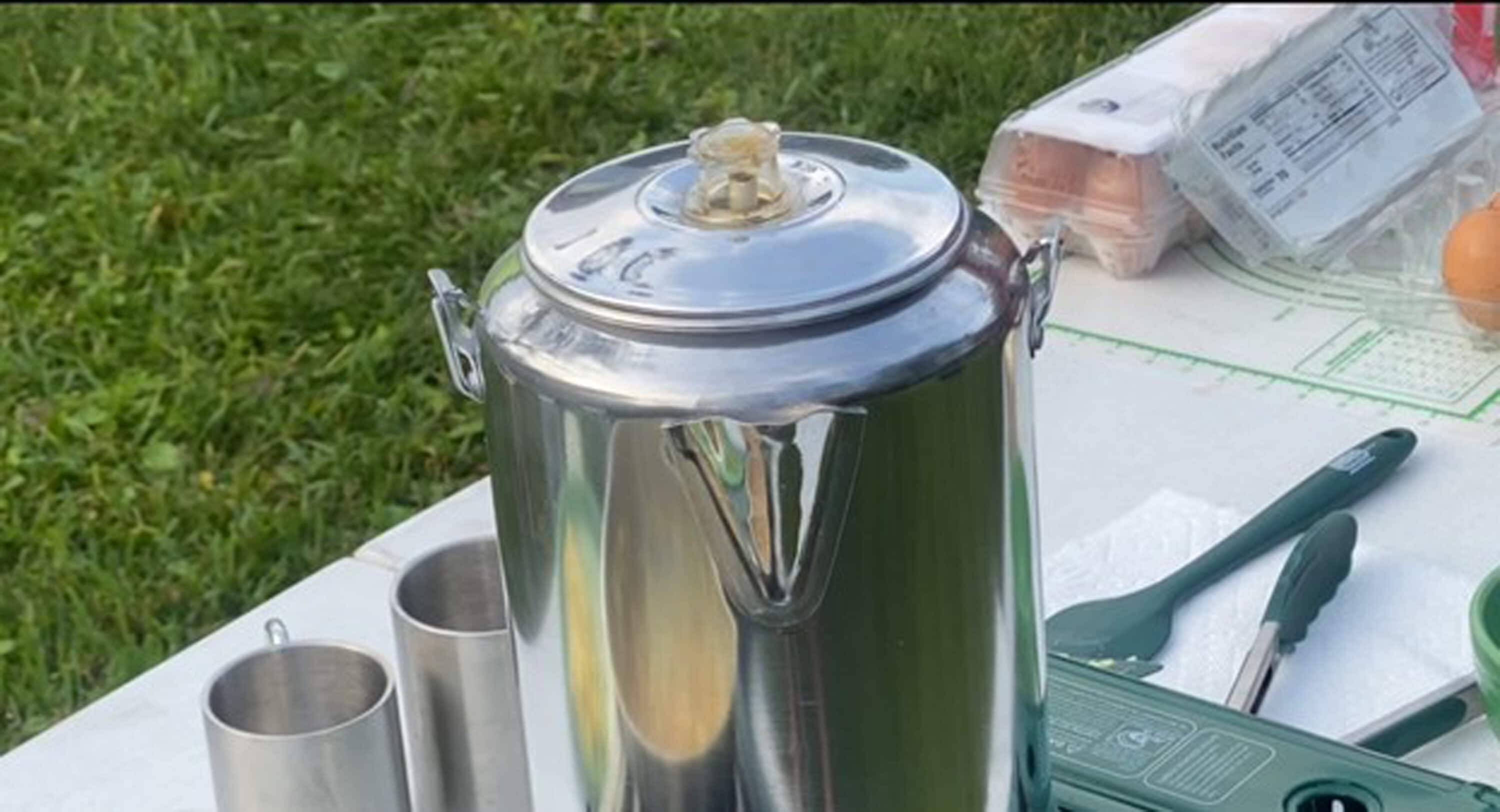 Percolador Residencial de 20 Tazas para Parrillada al Aire Libre (Plata)