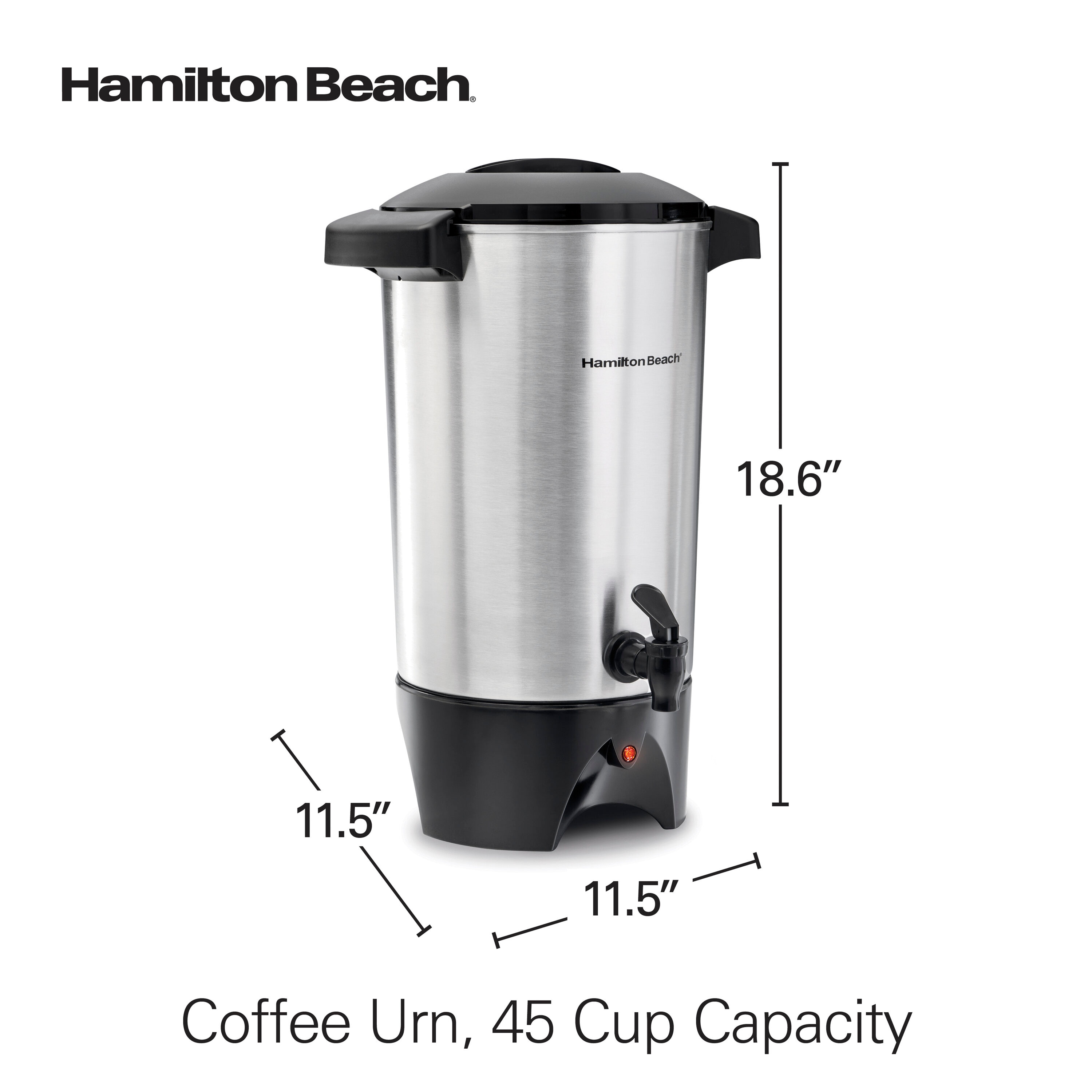 Urna de café residencial de 45 tazas de acero inoxidable de Hamilton Beach 40515G