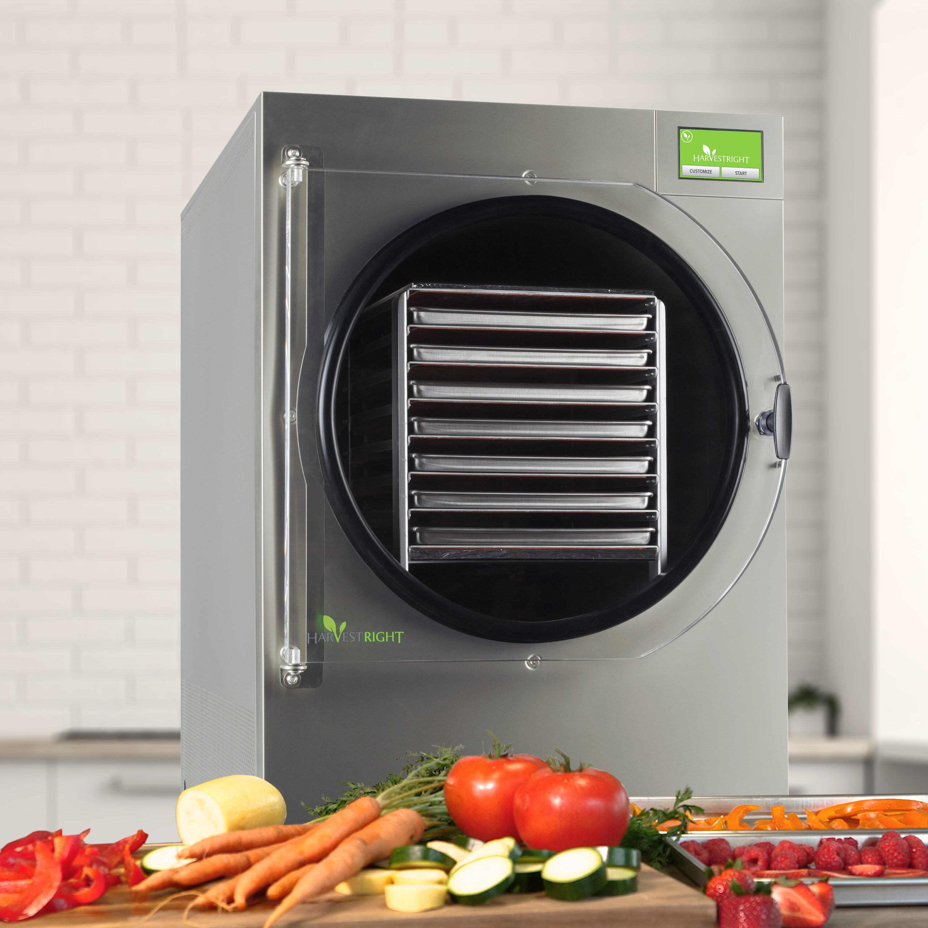 Secadora de alimentos de acero inoxidable con 7 bandejas y partes aptas para lavavajillas (2000 vatios) - Harvest Right