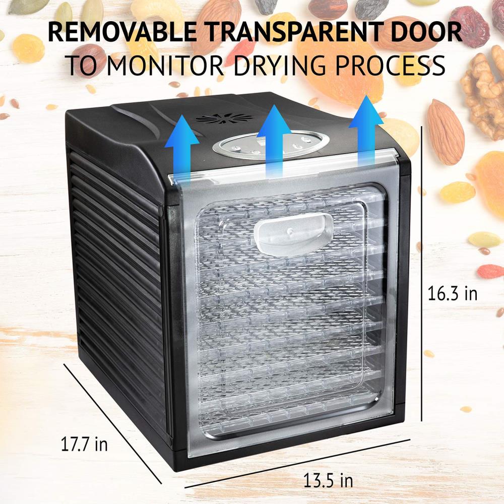 Desecador de alimentos negro de 9 bandejas Ivation con piezas seguras para lavavajillas (600 watts)