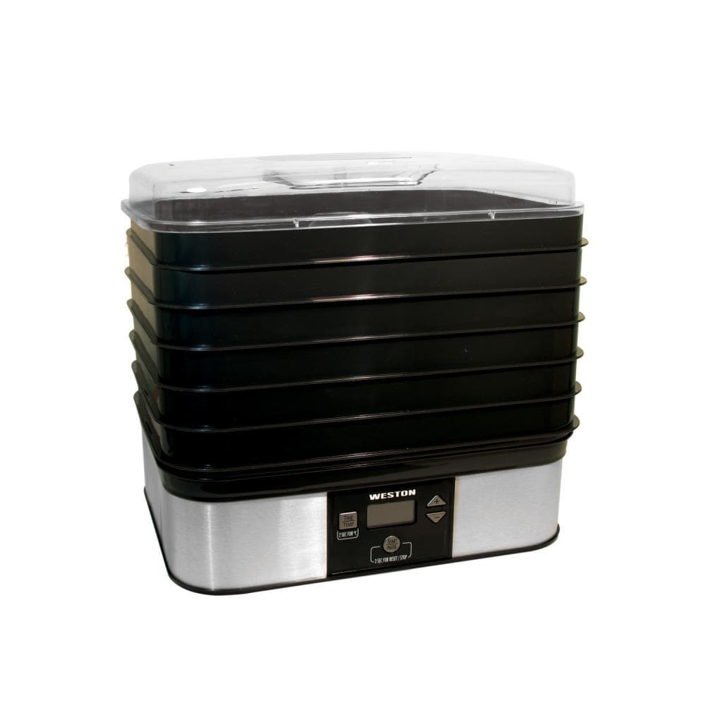 Desidratador de alimentos negro de 6 bandejas marca Weston Brands con piezas seguras para lavavajillas (500 vatios) 75-0401-W.