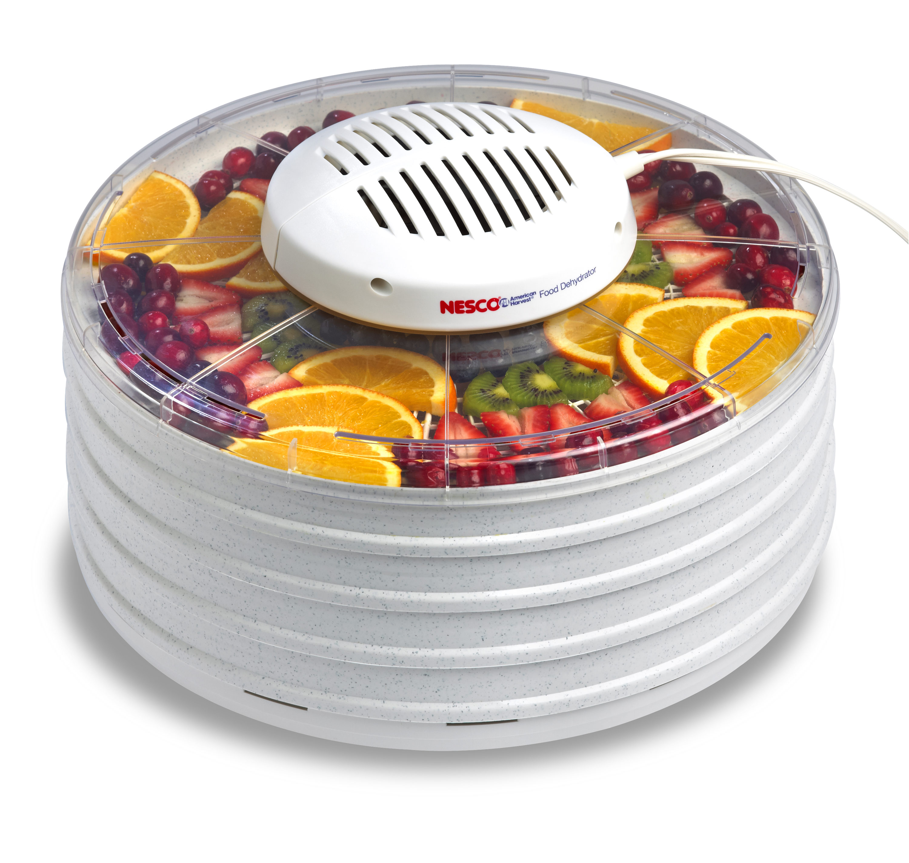 Desecador de alimentos Nesco de 5 charolas en color blanco con piezas seguras para lavavajillas (400 vatios) FD-37