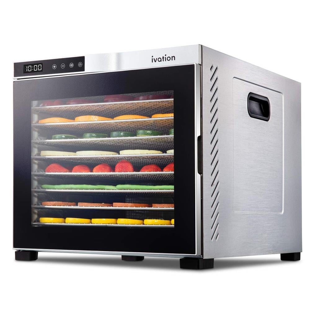 Desidratador de alimentos de acero inoxidable de 10 bandejas Ivation con piezas seguras para lavavajillas (1000 vatios) IVFD100RSS