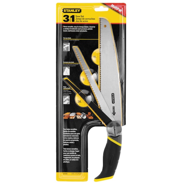 Stanley Carbon Steel MultiUse Saw 11, 9 and 24 TPI 4 pc - 20-092