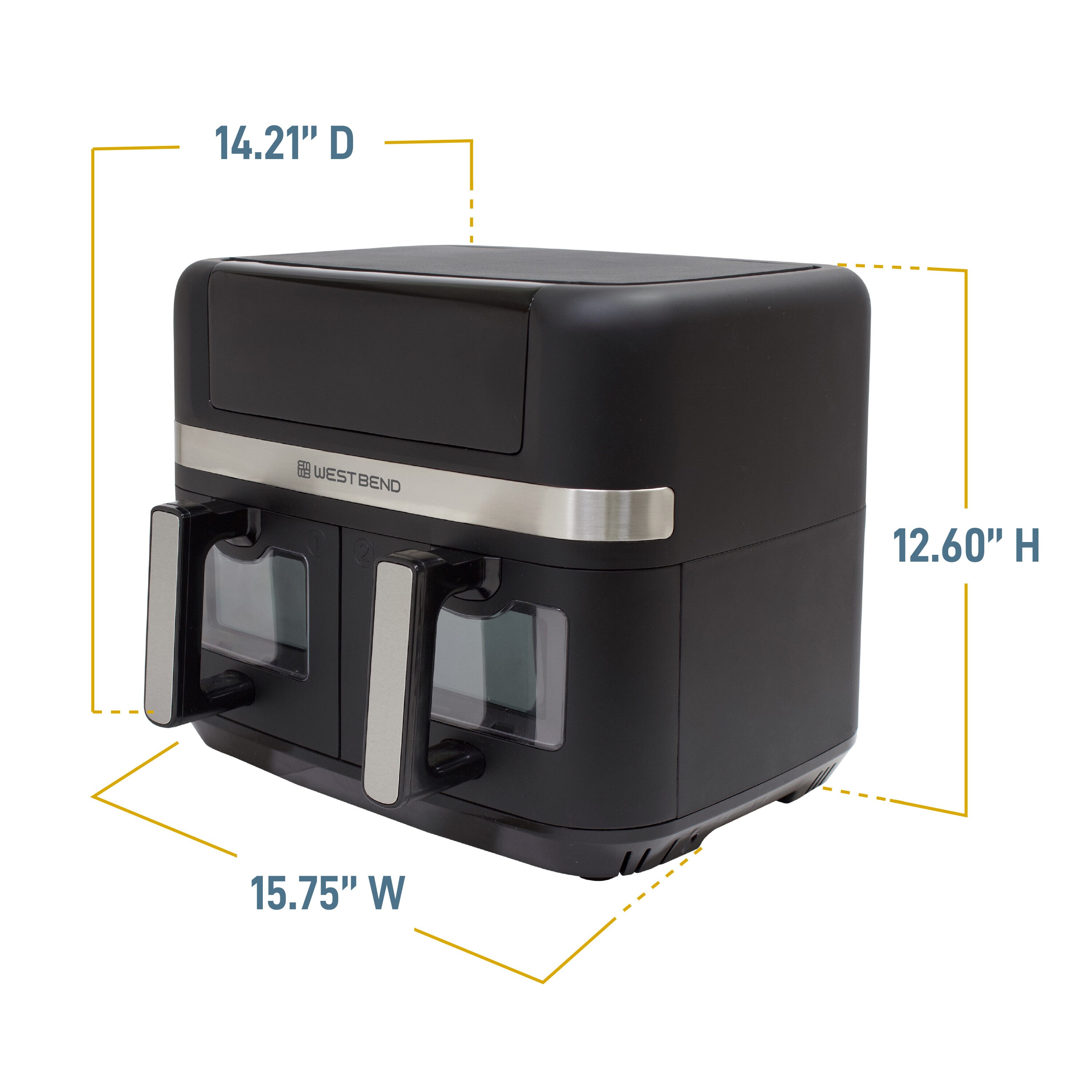 Freidora de Aire Digital de 10 litros con 2 Canastas - Negro de West Bend