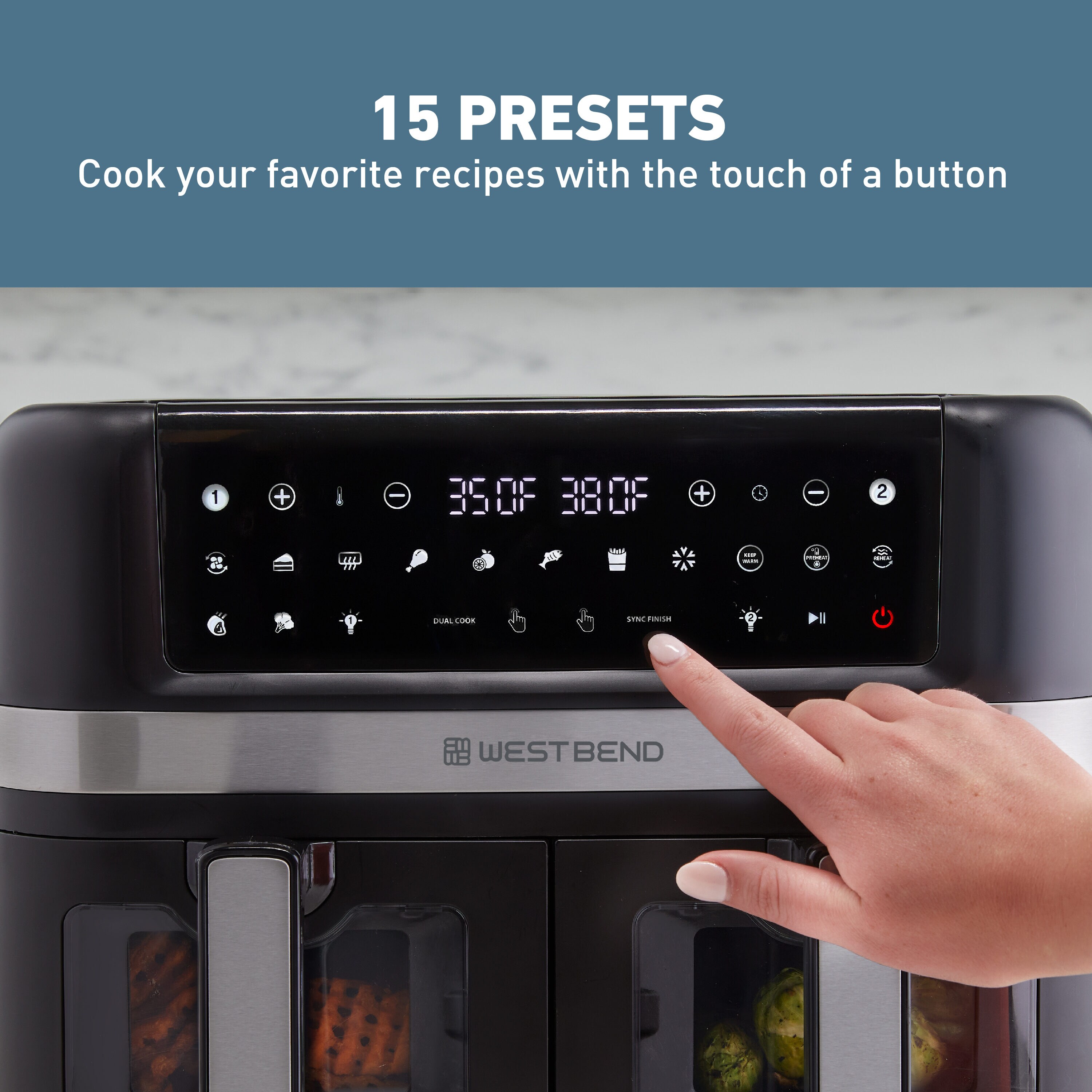 Freidora de Aire Digital de 10 litros con 2 Canastas - Negro de West Bend
