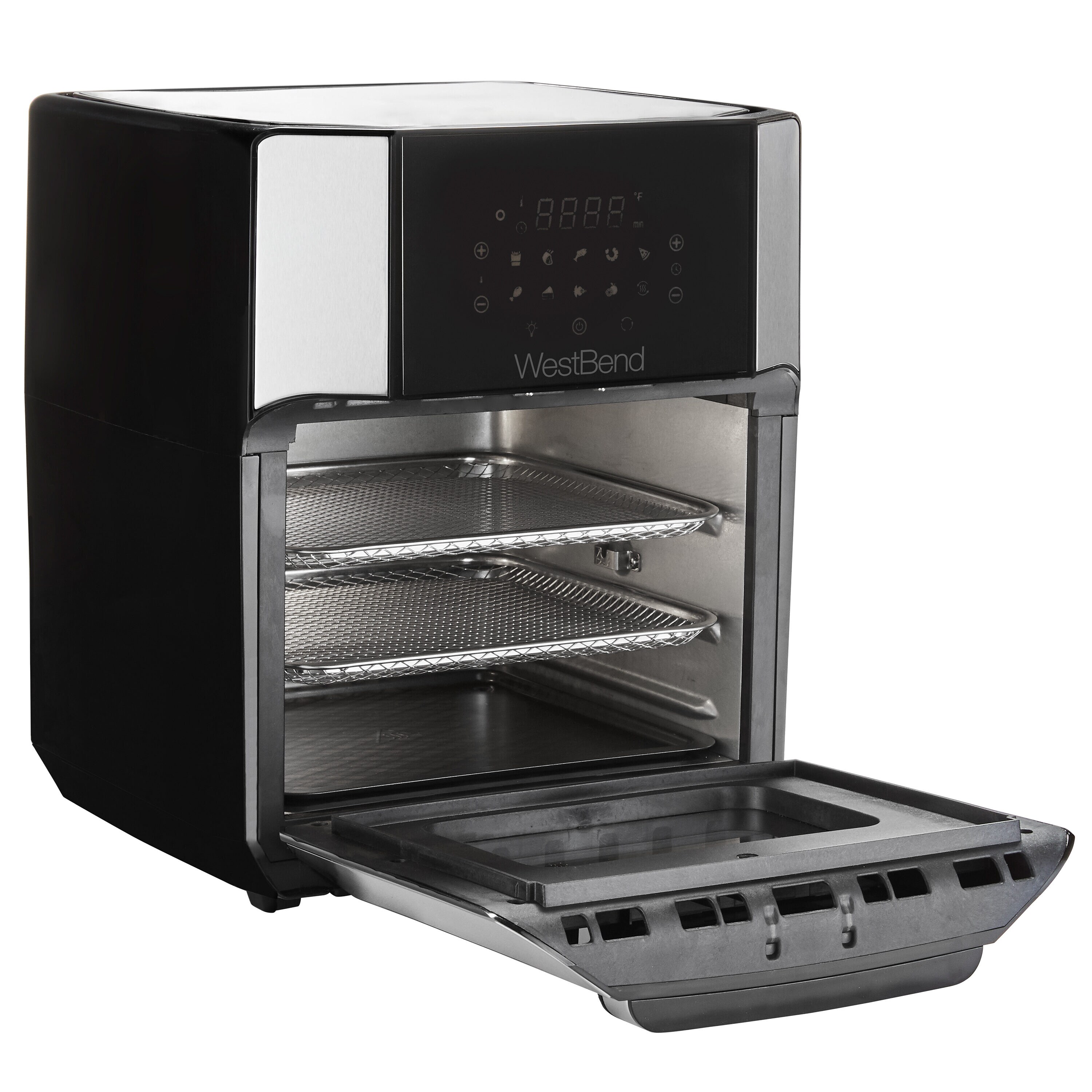 Freidora de aire de acero inoxidable de 12.6 cuartos con control táctil y 2 canastas West Bend AFWB12BK13