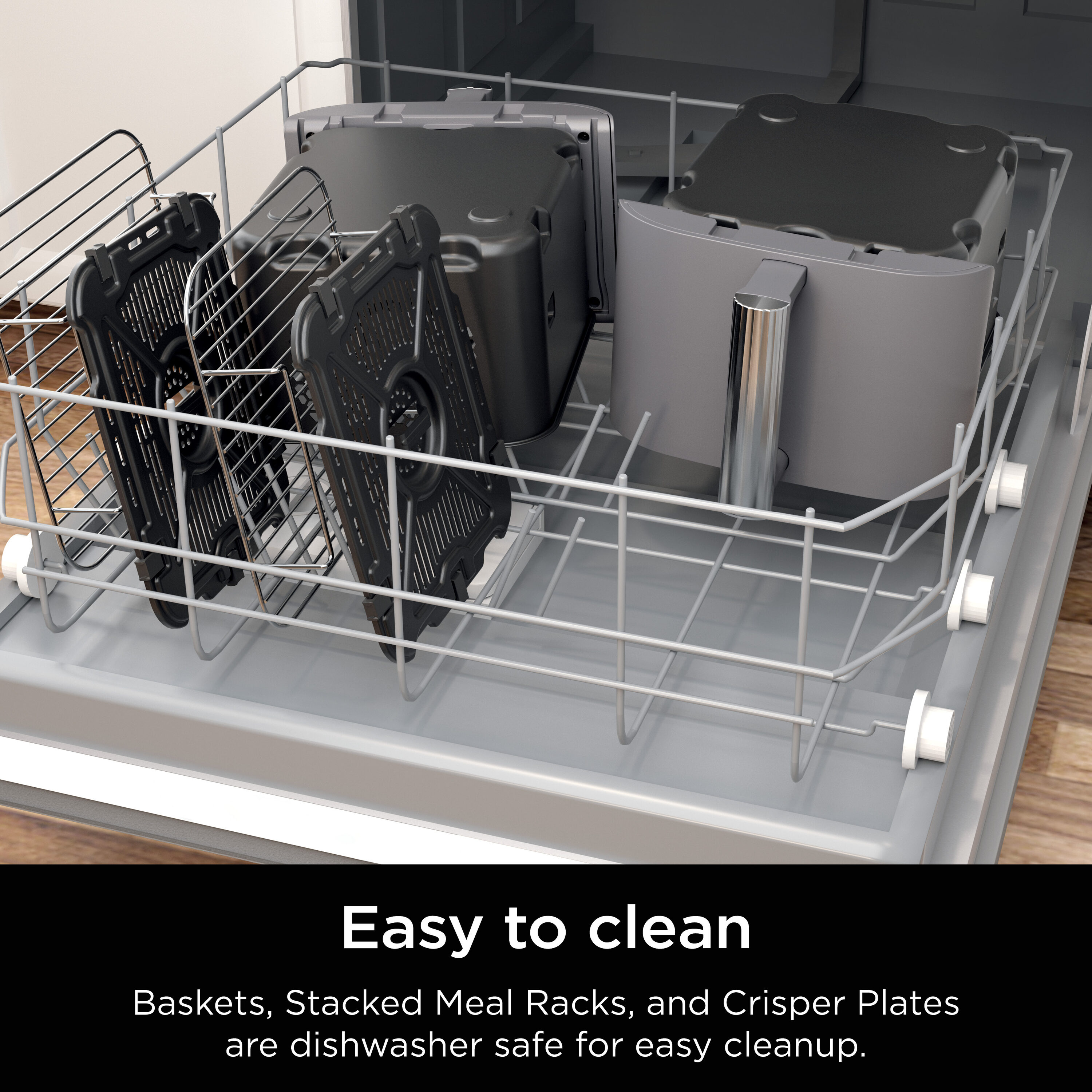Freidora de Aire Ninja DoubleStack XL con 2 Canastas para Cocinar 4 Platillos Ahorrando Espacio de 10 Cuartos en Negro con Control Táctil - Modelo SL401