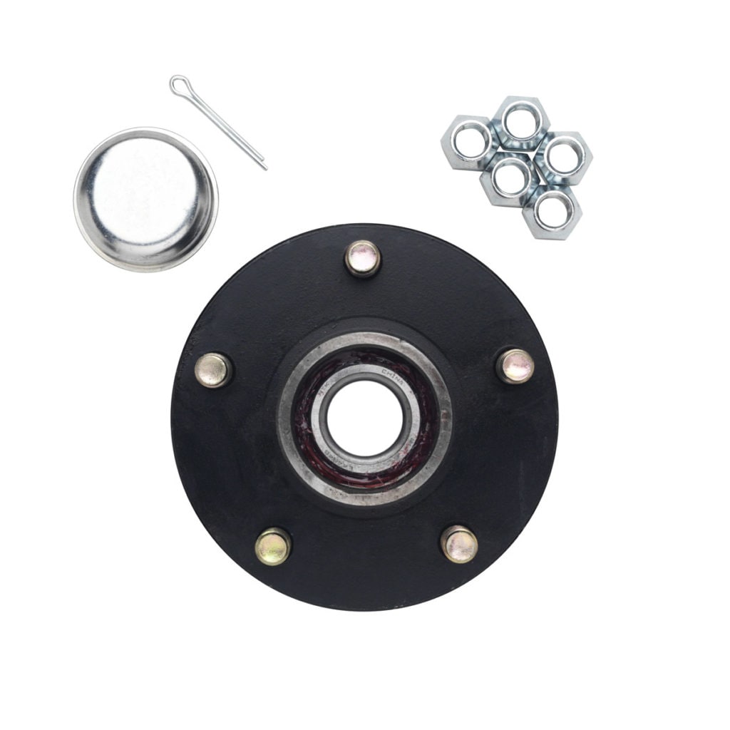 Reparación de remolque para remolque de mano: Ensamblaje de cubo de 5 pernos con rodamientos de 1-1/16 pulgadas - Capacidad de peso de 1,250 lb