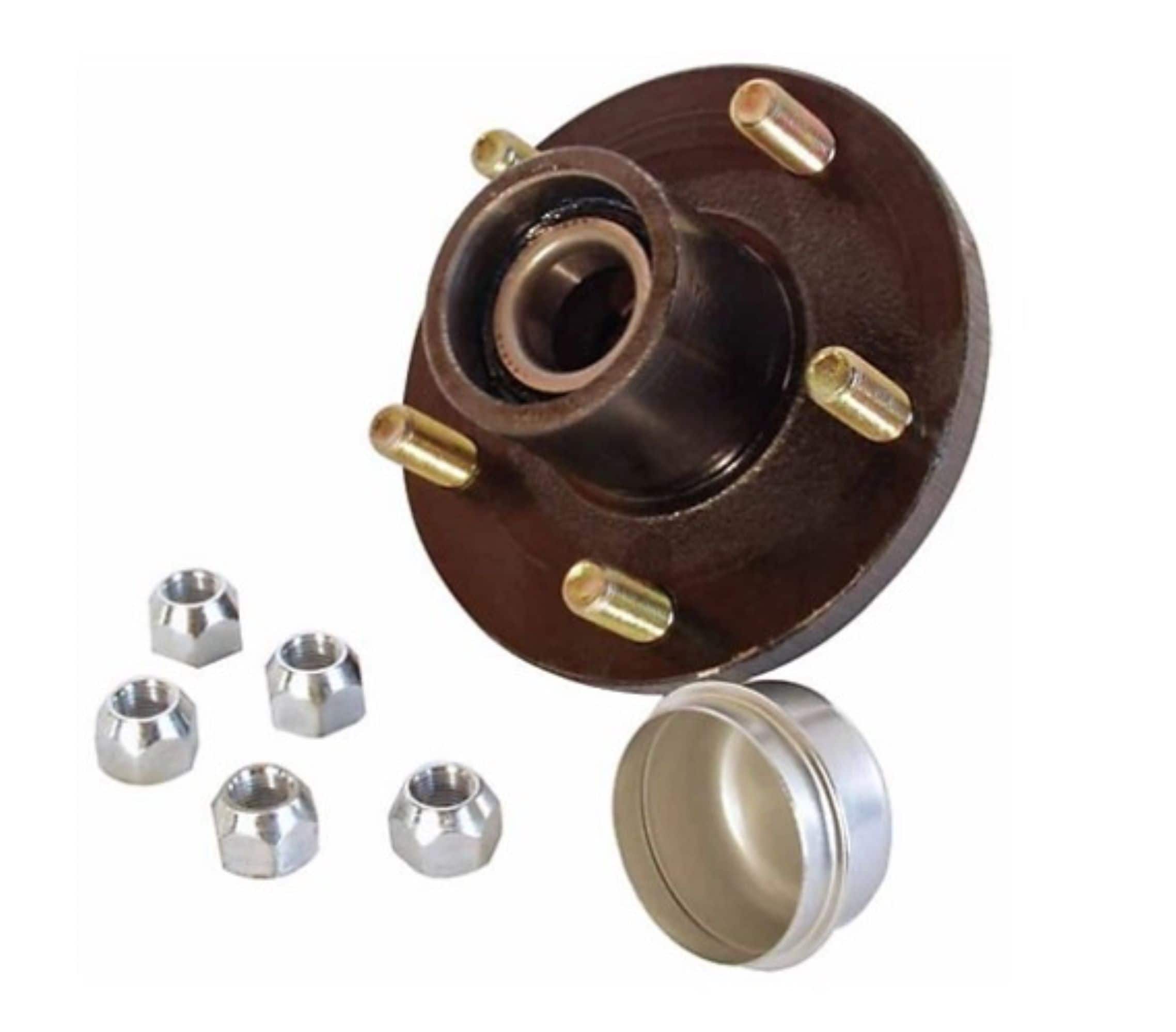 Reparación de remolque para remolque de mano: Ensamblaje de cubo de 5 pernos con rodamientos de 1-1/16 pulgadas - Capacidad de peso de 1,250 lb