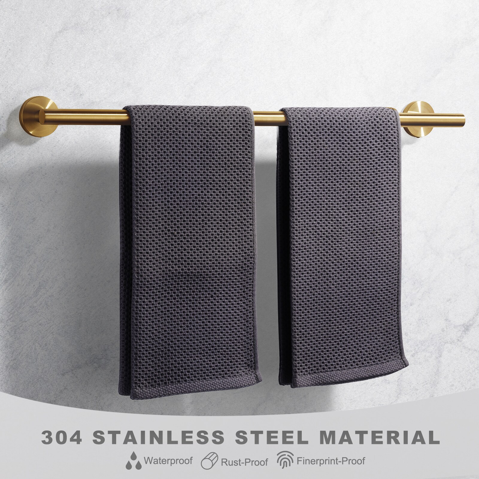 Set de accesorios para baño de 6 piezas en dorado WOWOW, incluye barra para toallas, porta papel higiénico, anillo para toallas y gancho para batas 410016G-LW