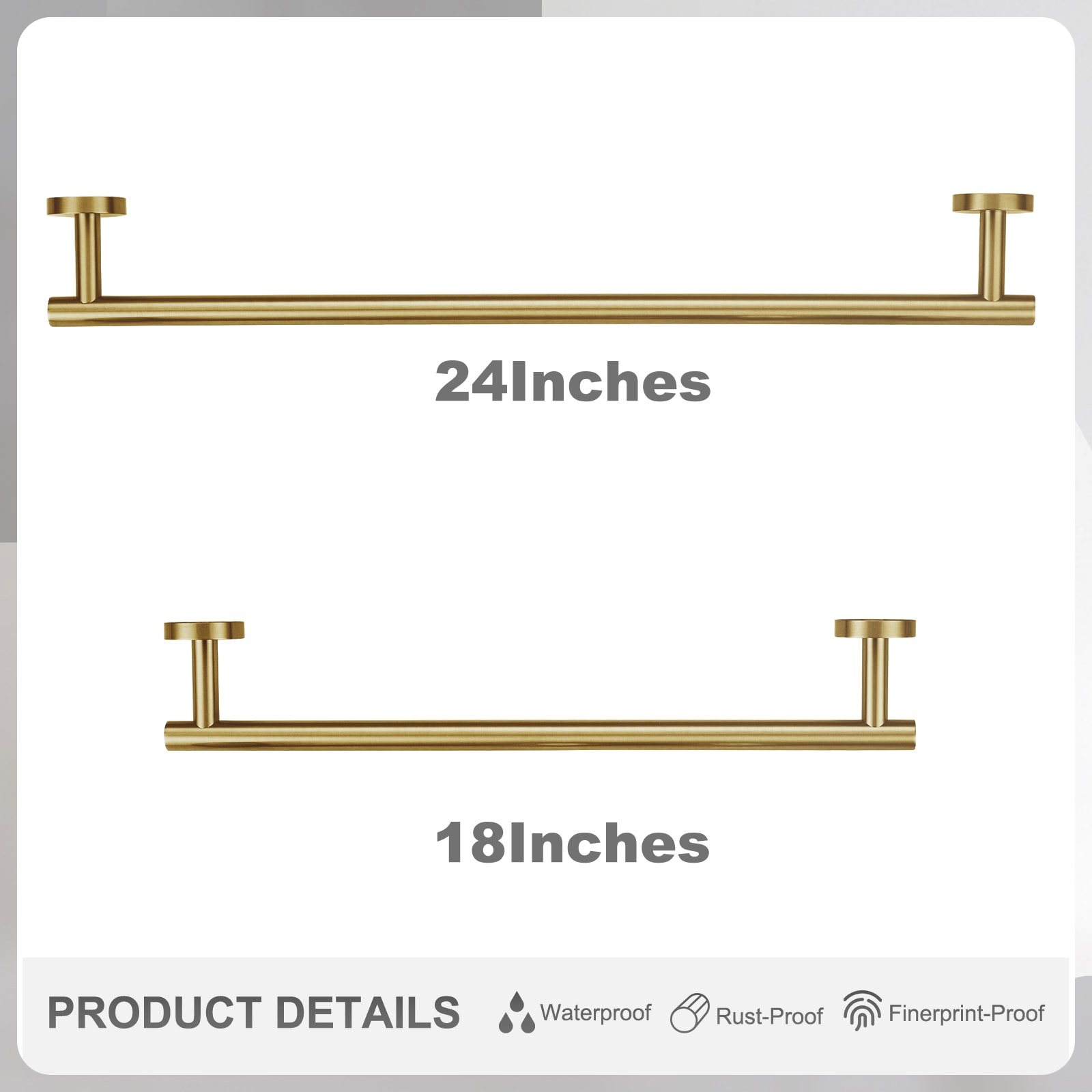 Set de accesorios para baño de 6 piezas en dorado WOWOW, incluye barra para toallas, porta papel higiénico, anillo para toallas y gancho para batas 410016G-LW
