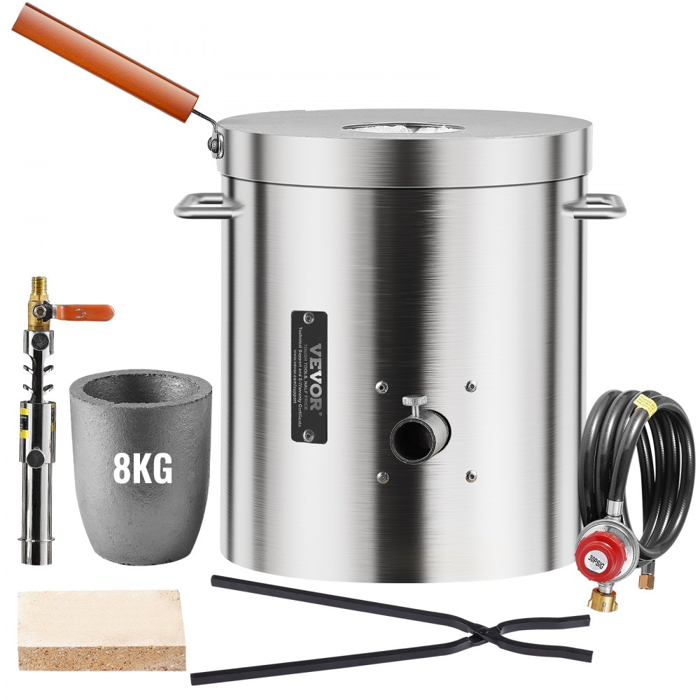VEVOR Propane Melting Furnace Kit 8KG/18lbs with Crucible Tongs Metal Smelting - BWRJLDHQSYMGIJ2DIV0