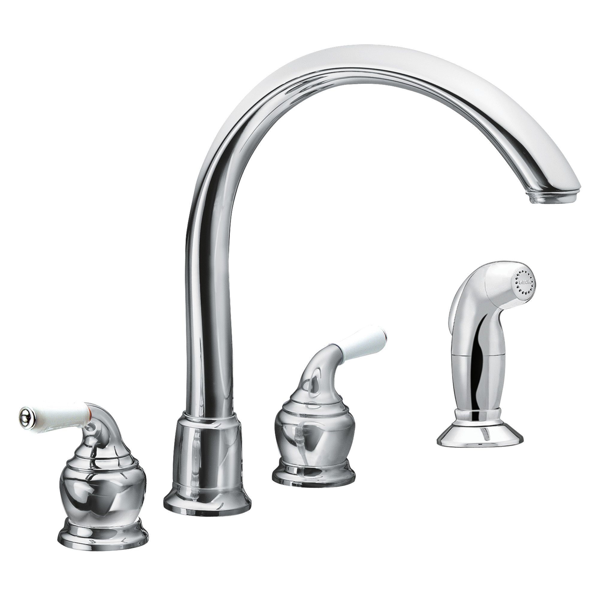 Manija de grifo para lavabo de baño con doble mango en porcelana/cromo Moen, paquete de 2 - 97559