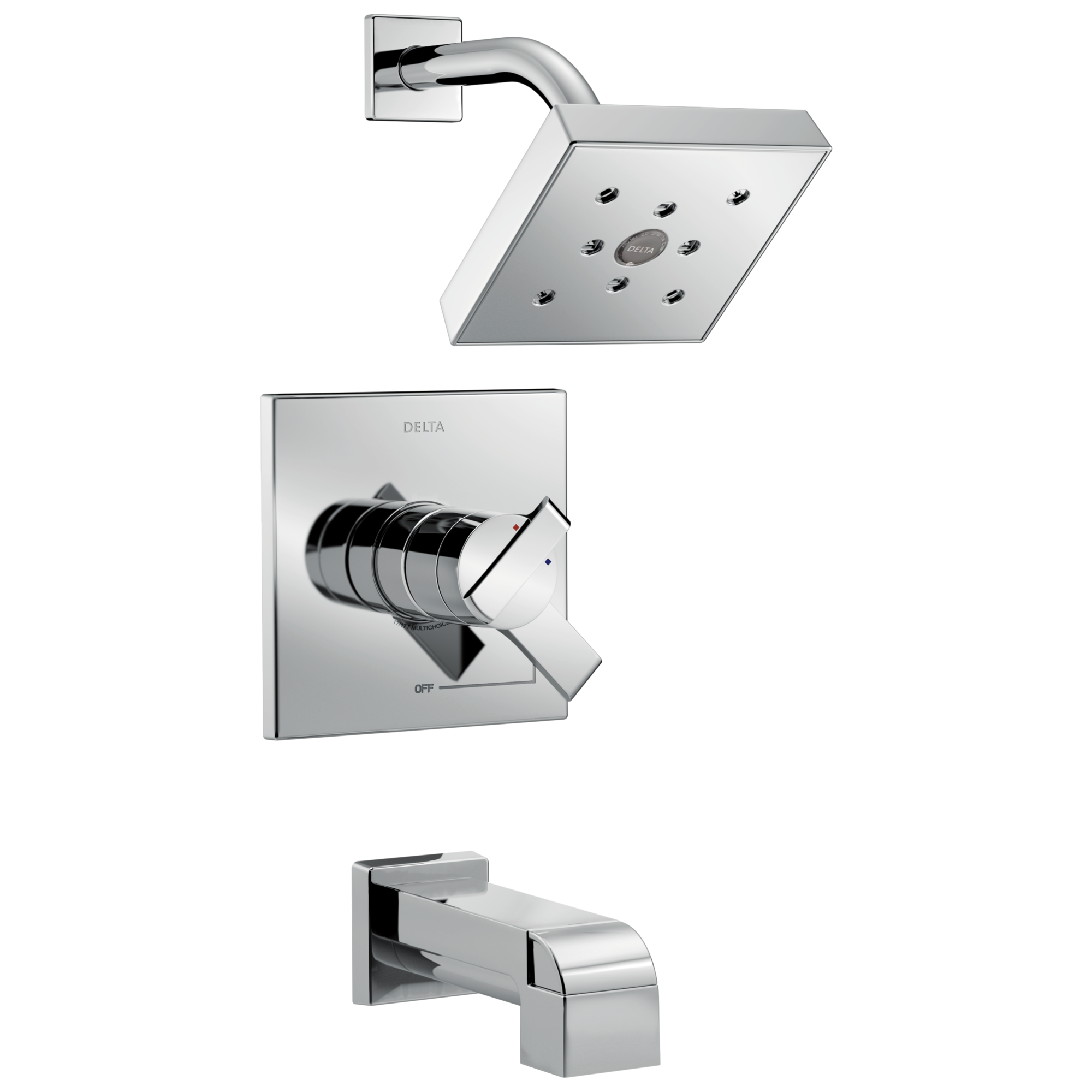 Grifo de Bañera y Ducha de Ara de Delta Cromado con 2 Manijas y Función Única de 6,5000 Pulgadas Cuadradas T17467