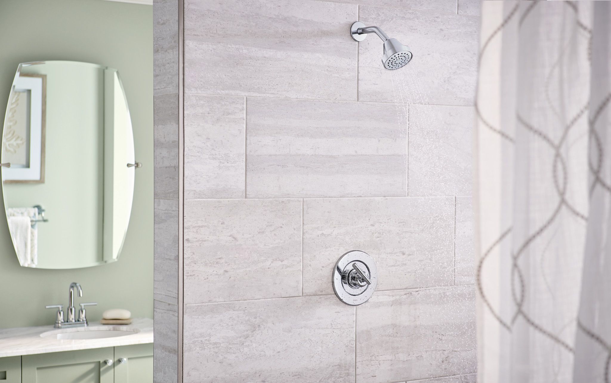 Grifo de Bañera y Ducha de Función Única de Manija Única Cromado Gibson de Moen 3.75 pulgadas (Válvula no Incluida) T2903EP