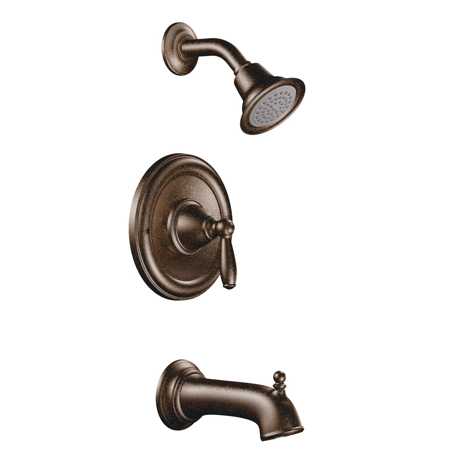 Mezcladora de bañera y regadera de una sola función de aceitado en bronce, Brantford de Moen, 1 manija de 3.5 pulgadas (Válvula no incluida)