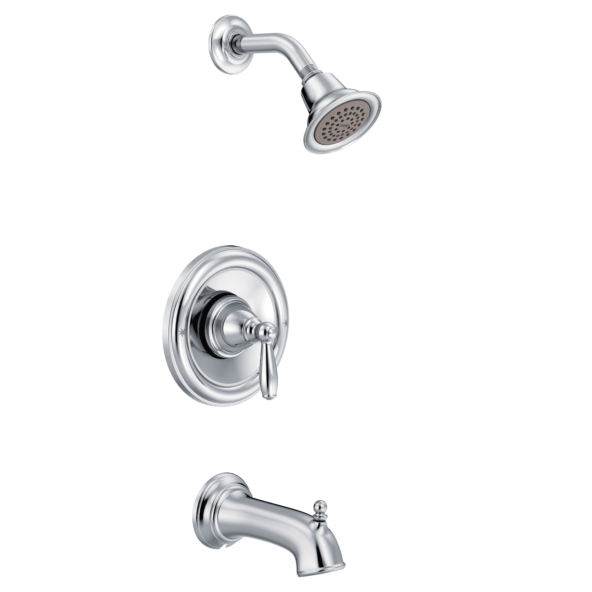 Grifo para bañera y ducha redondo de 3.5 pulgadas, con 1 mango y función única en cromo Moen Brantford T2153