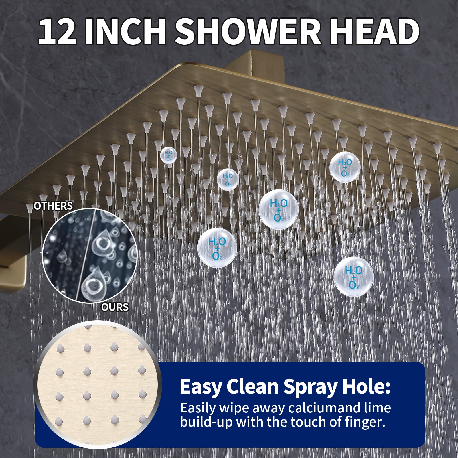 Mezcladora de regadera color dorado cepillado de 1 manija con funciones múltiples de 10 pulgadas para bañera y regadera de forma rectangular con válvula A-98005-BG