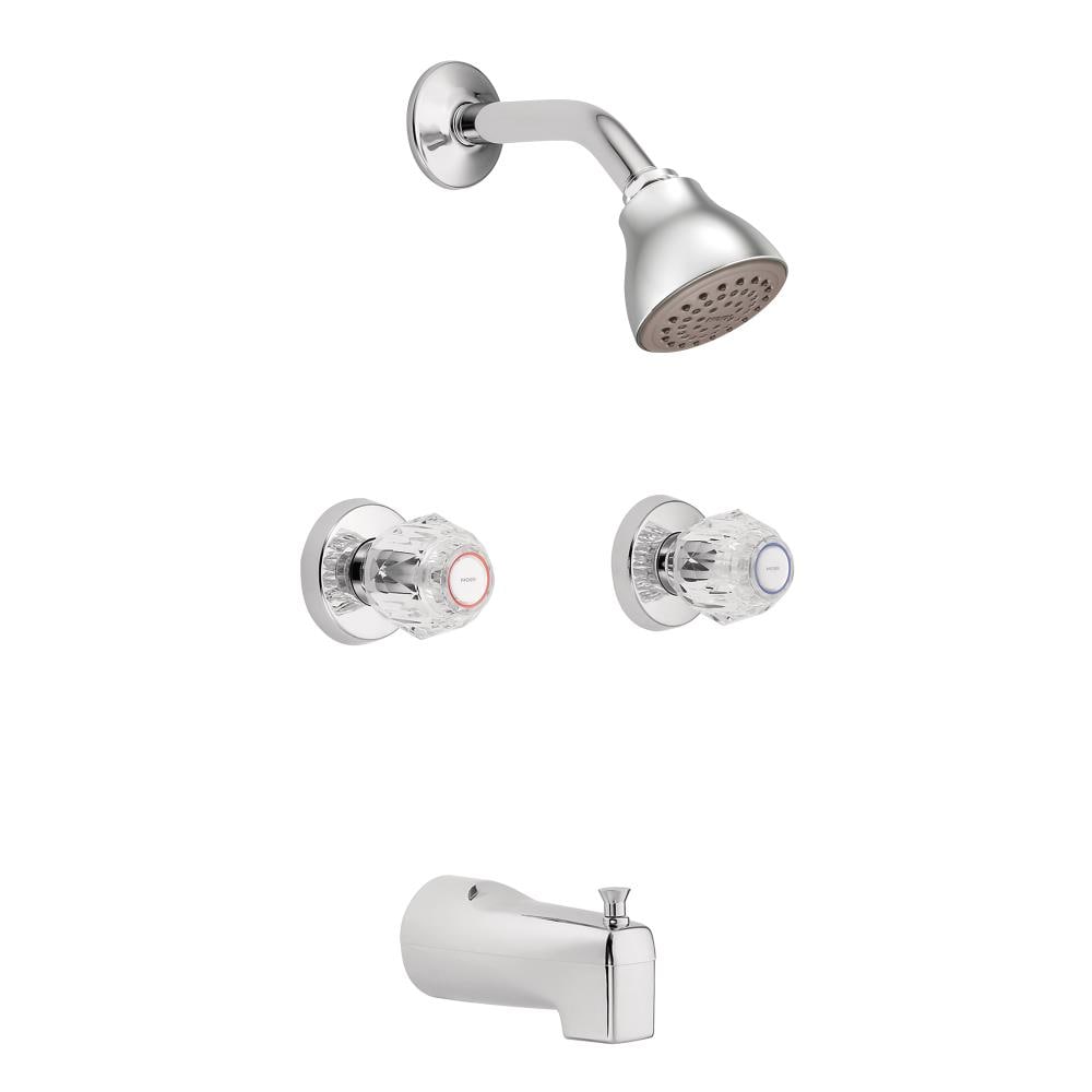 Moen Chateau Cromo Grifo de Bañera y Ducha de 2 manijas y 2.5 pulgadas con Función Individual y Válvula 2982EP