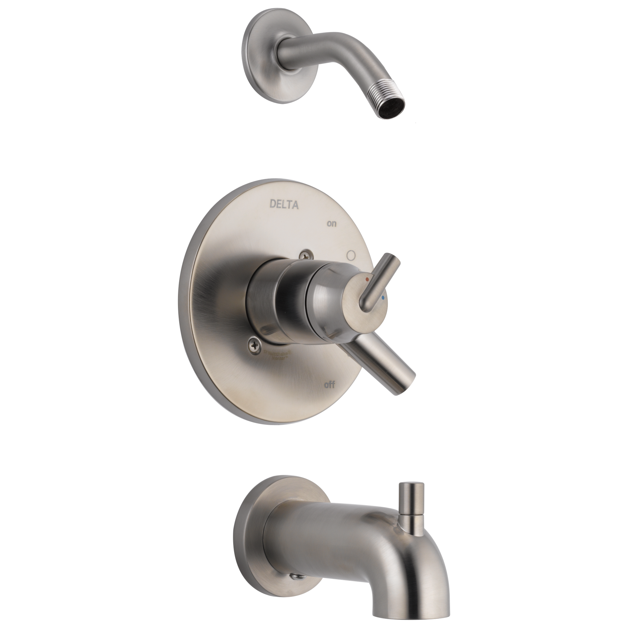 Llave para bañera y regadera de acero inoxidable de dos manijas Delta Trinsic, se vende por separado con válvula T17459-SSLHD.