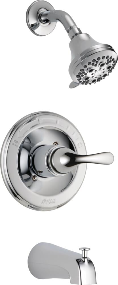 Grifo de Bañera y Ducha Redondo de Cromo Clásico de un Mango y Multi-Función de 4.875 pulgadas - Modelo T13420