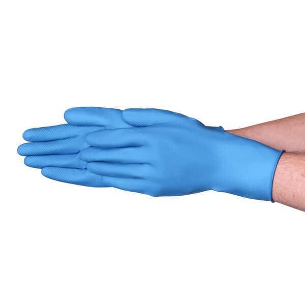 Guantes resistentes a químicos Vguard Latex Canners Azules sin forro, de puño enrollado de 13", paquete de 288 - C23A310