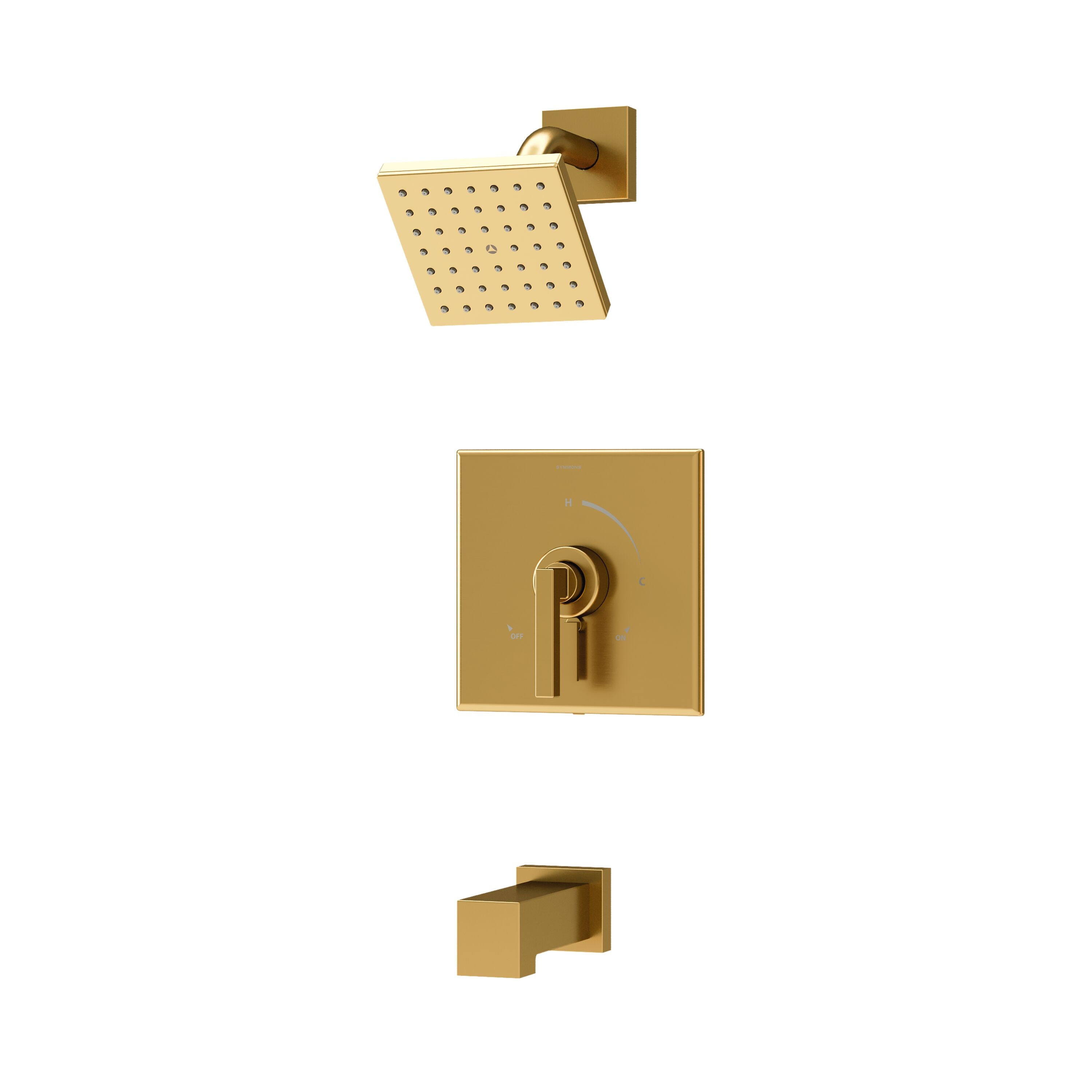 Mezcladora de Bañera y Ducha de 1 Manija en Bronce Cepillado Symmons Duro con Función Única de 4.92 Pulgadas Square