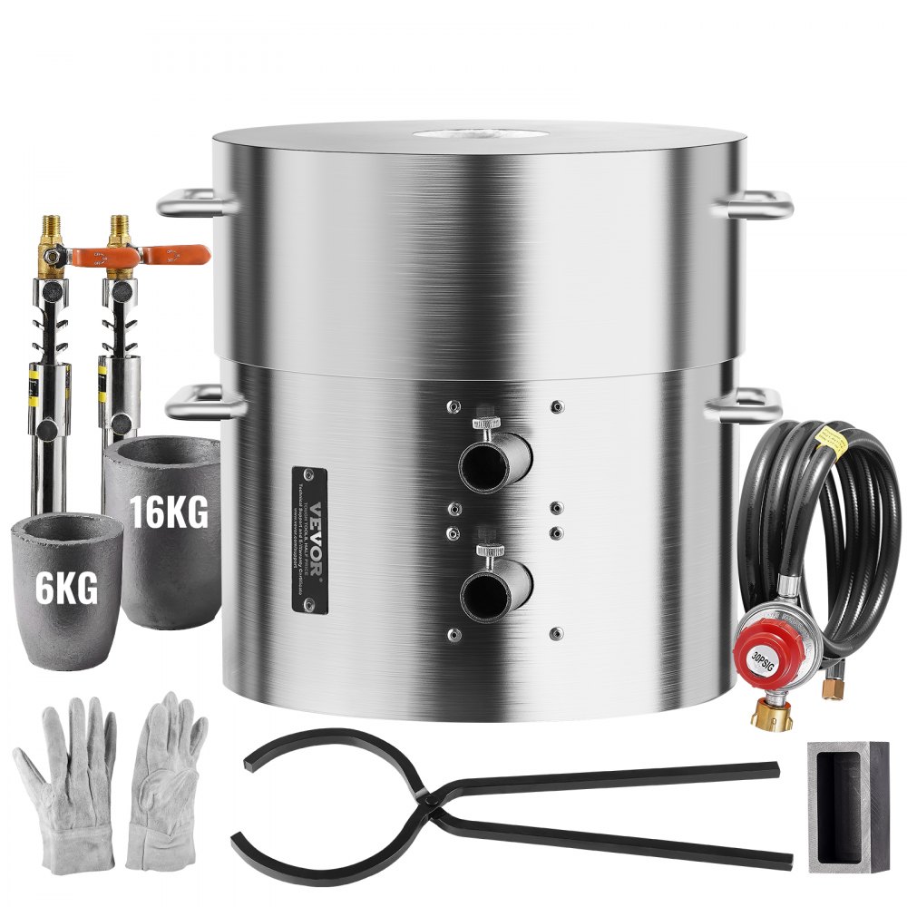 VEVOR Propane Melting Furnace Kit 16KG/35lbs Dual Burner with Crucibles Tongs - BWRJLSHQSYMG2GMYGV0