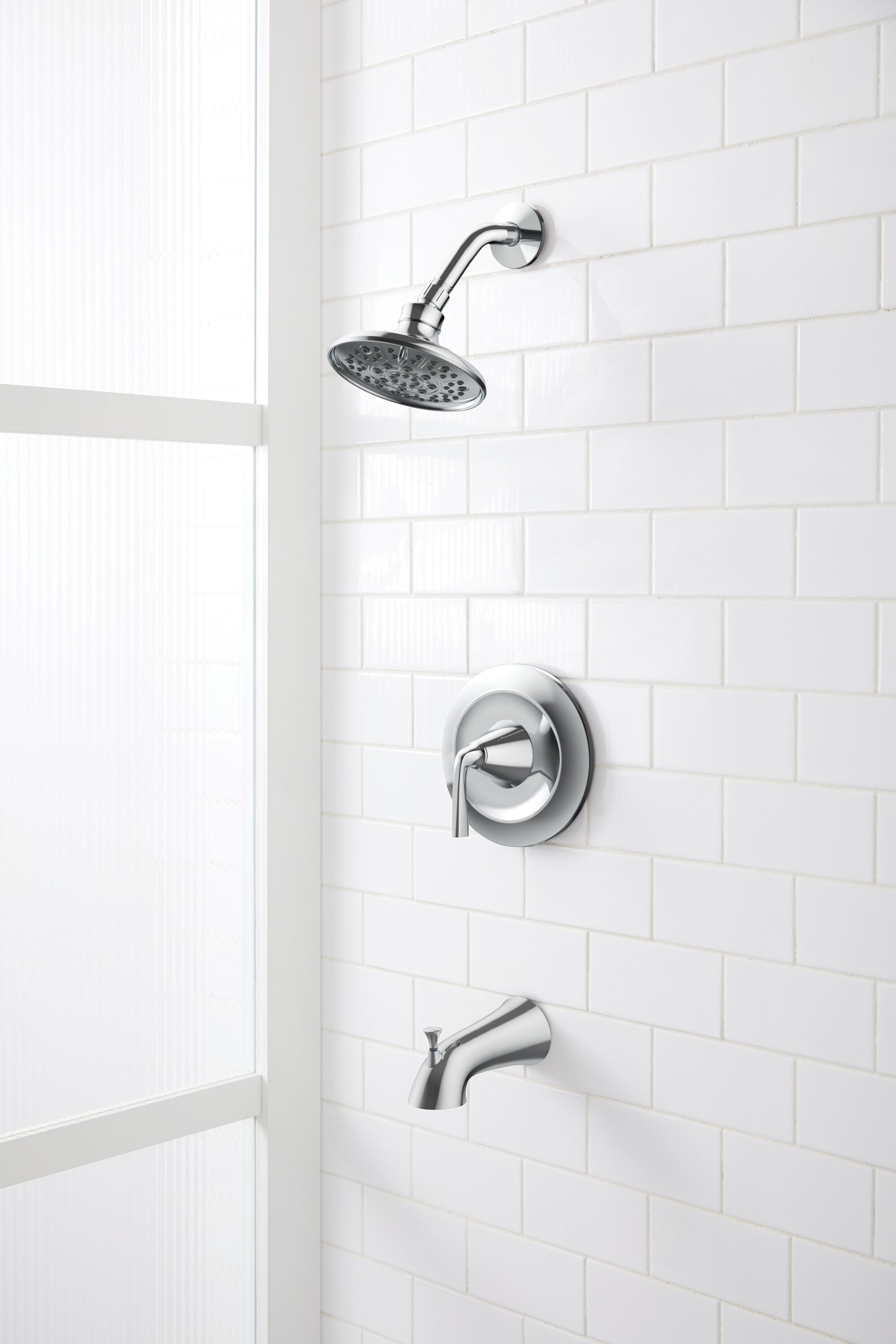 Llave mezcladora para bañera y regadera redonda de 3.66 pulgadas de cromo pulido de la marca allen + roth.