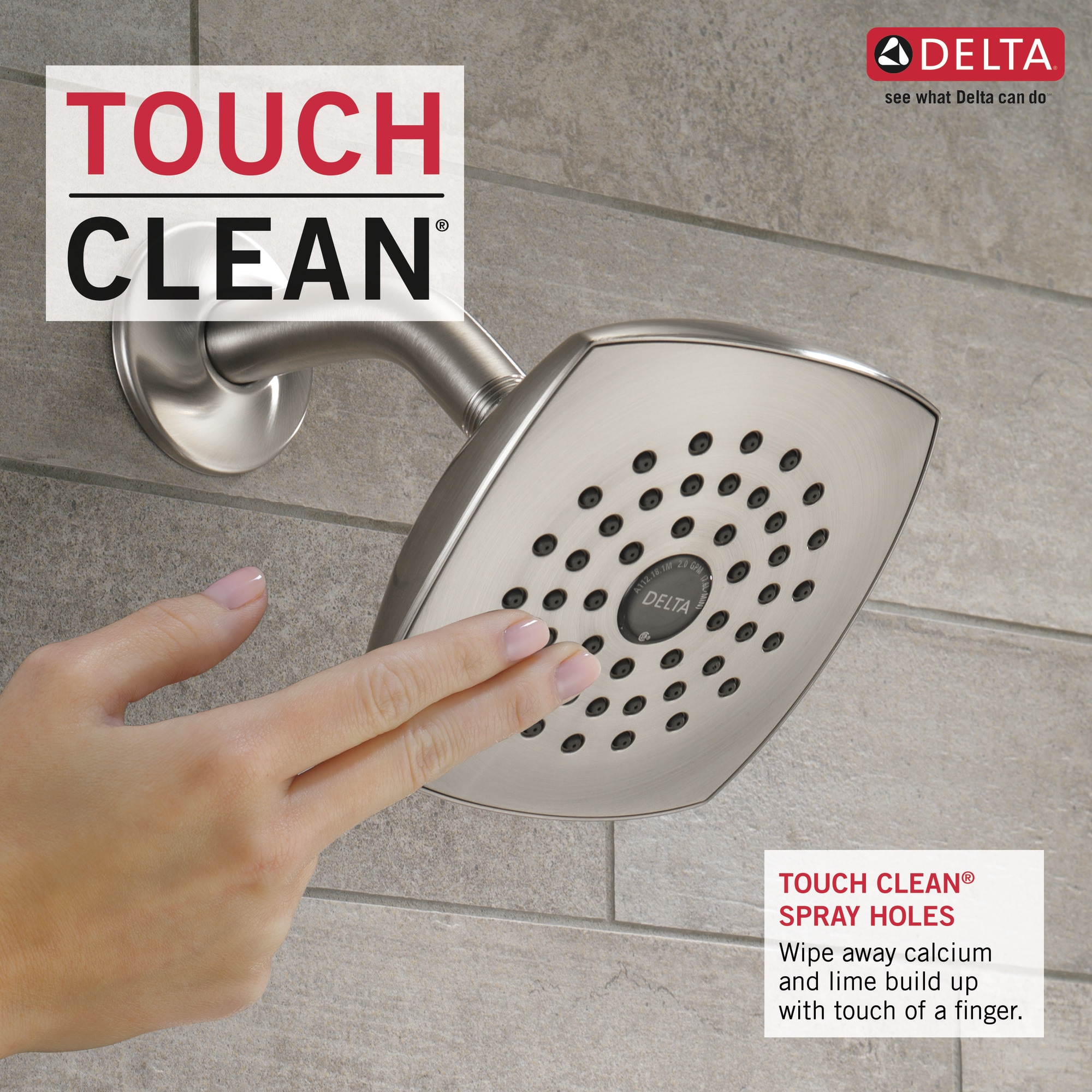 Mezcladora de bañera y regadera cuadrada de acero inoxidable de 1 manija y función única de 5.25 pulgadas Ashlyn Delta T14464-SS