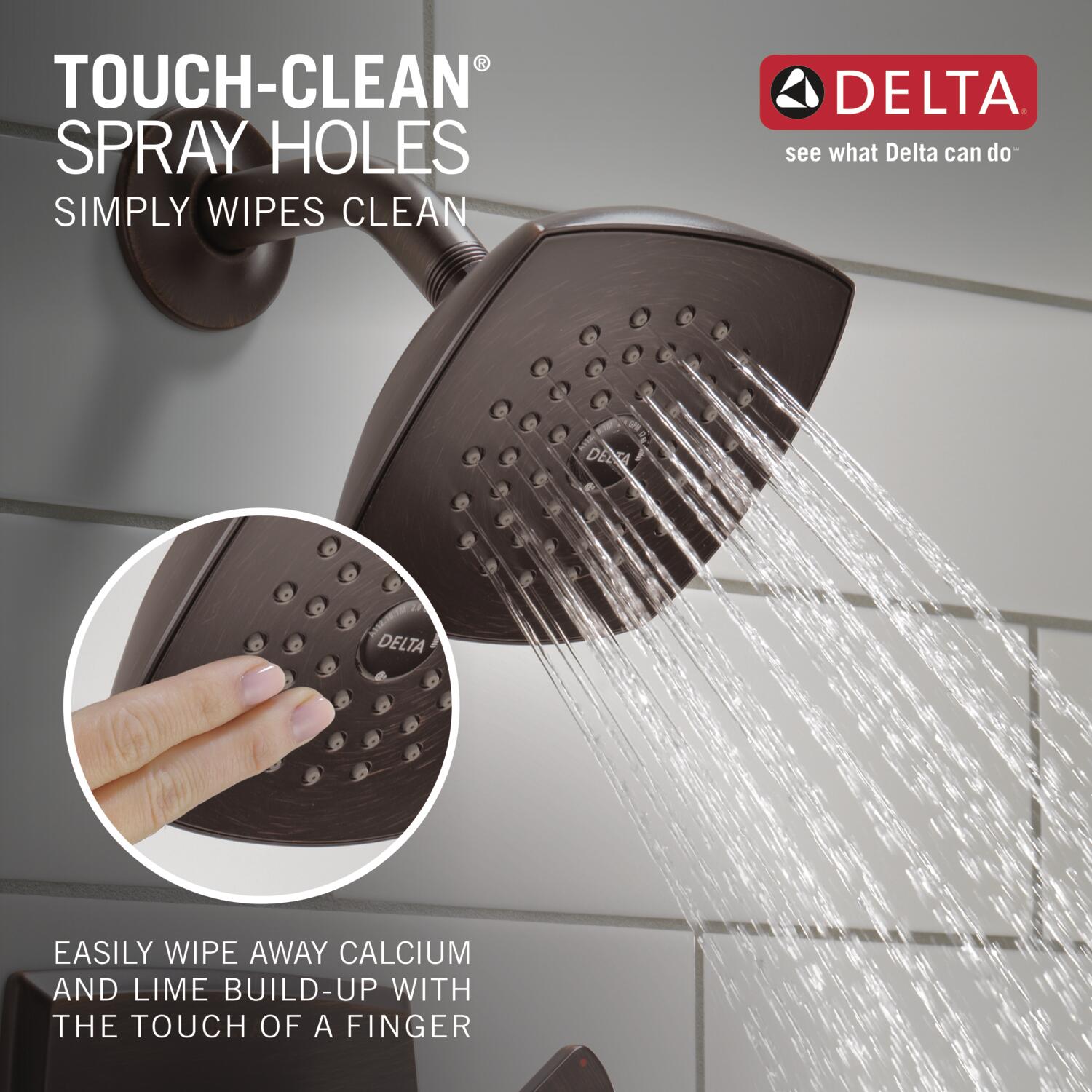 Grifo para Bañera y Ducha de 1 Mango en Bronce Veneciano Delta Ashlyn con Función Única y Cuadrado de 5.25 Pulgadas T14464-RB