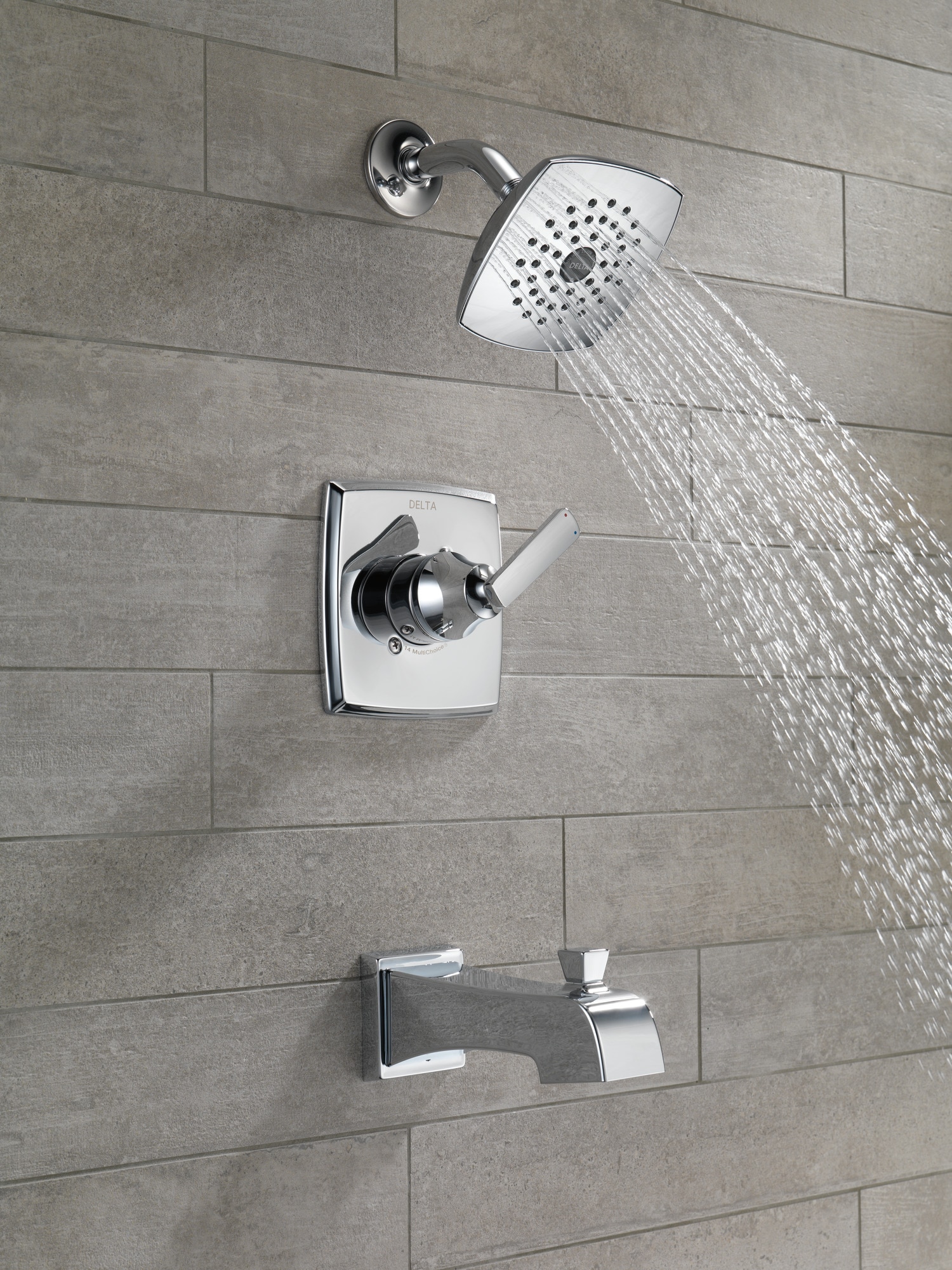 Grifo de bañera y ducha redondo de 1 mango en cromo Delta Ashlyn T14464 con función única de 5.2500 pulgadas.